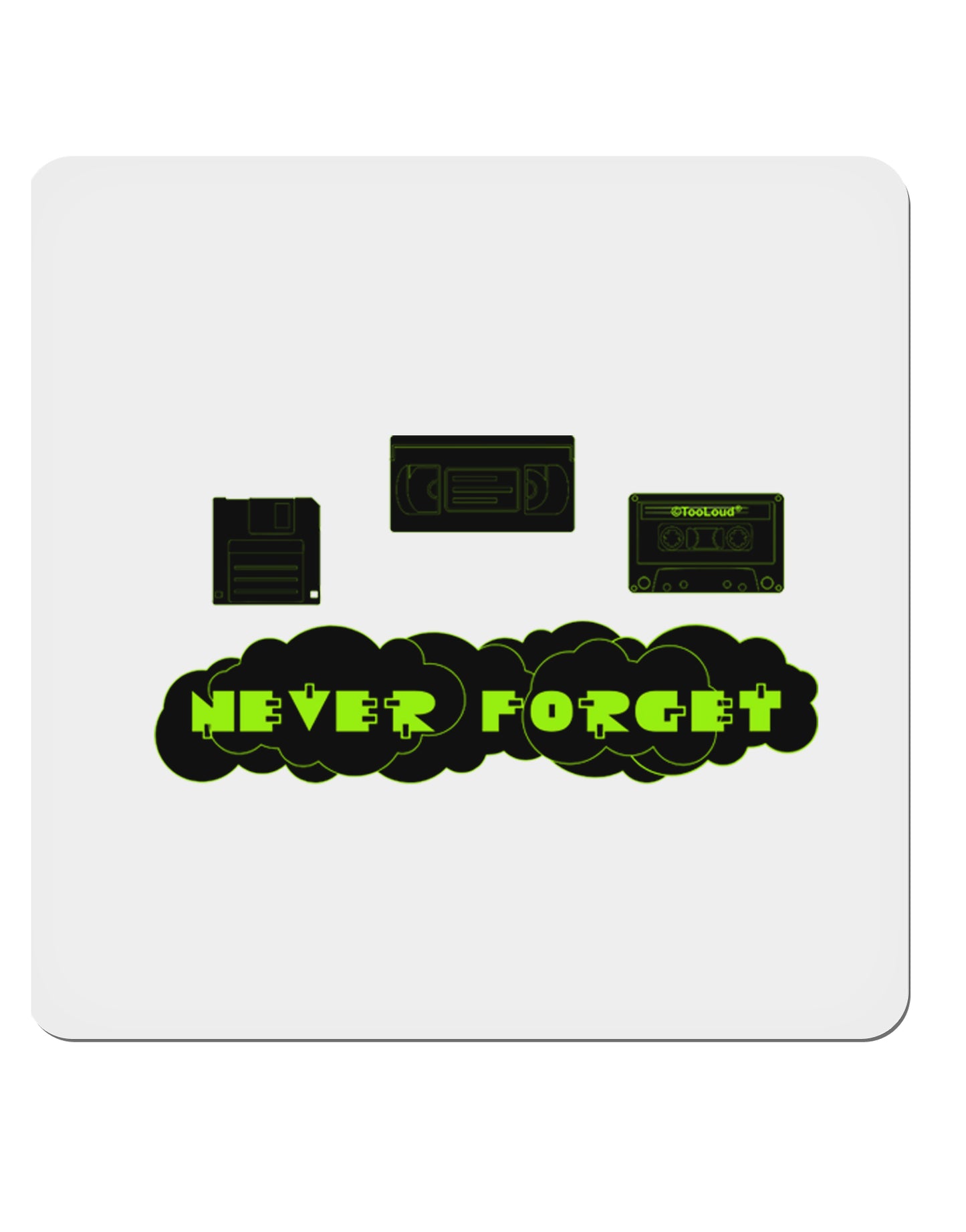 Never Forget Retro 80's Funny 4x4" Square Sticker-Stickers-TooLoud-1-Davson Sales
