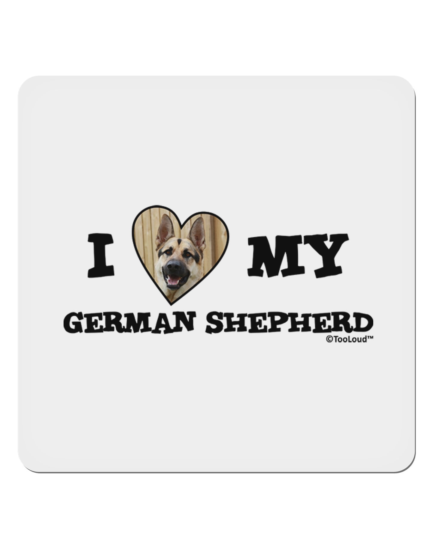 I Heart My German Shepherd 4x4" Square Sticker 4 Pieces-Stickers-TooLoud-White-Davson Sales