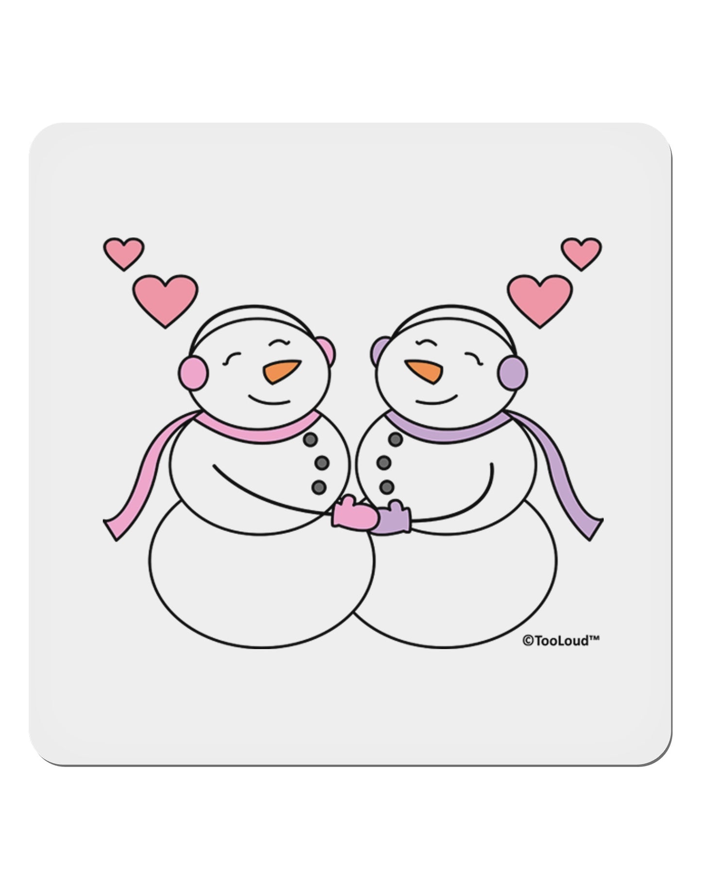 Cute Snowwoman Couple 4x4" Square Sticker 4 Pieces-Stickers-TooLoud-White-Davson Sales