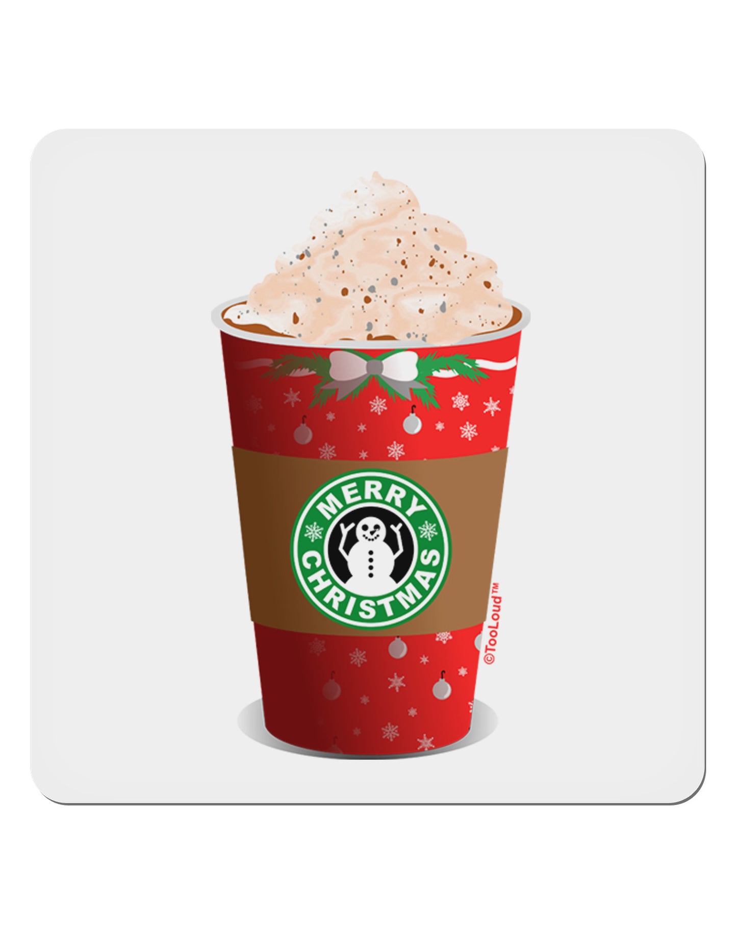Merry Christmas Latte Cup 4x4" Square Sticker-Stickers-TooLoud-1-Davson Sales