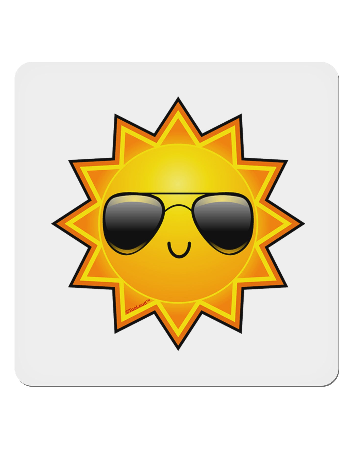 Sun With Sunglasses 4x4" Square Sticker-Stickers-TooLoud-1-Davson Sales