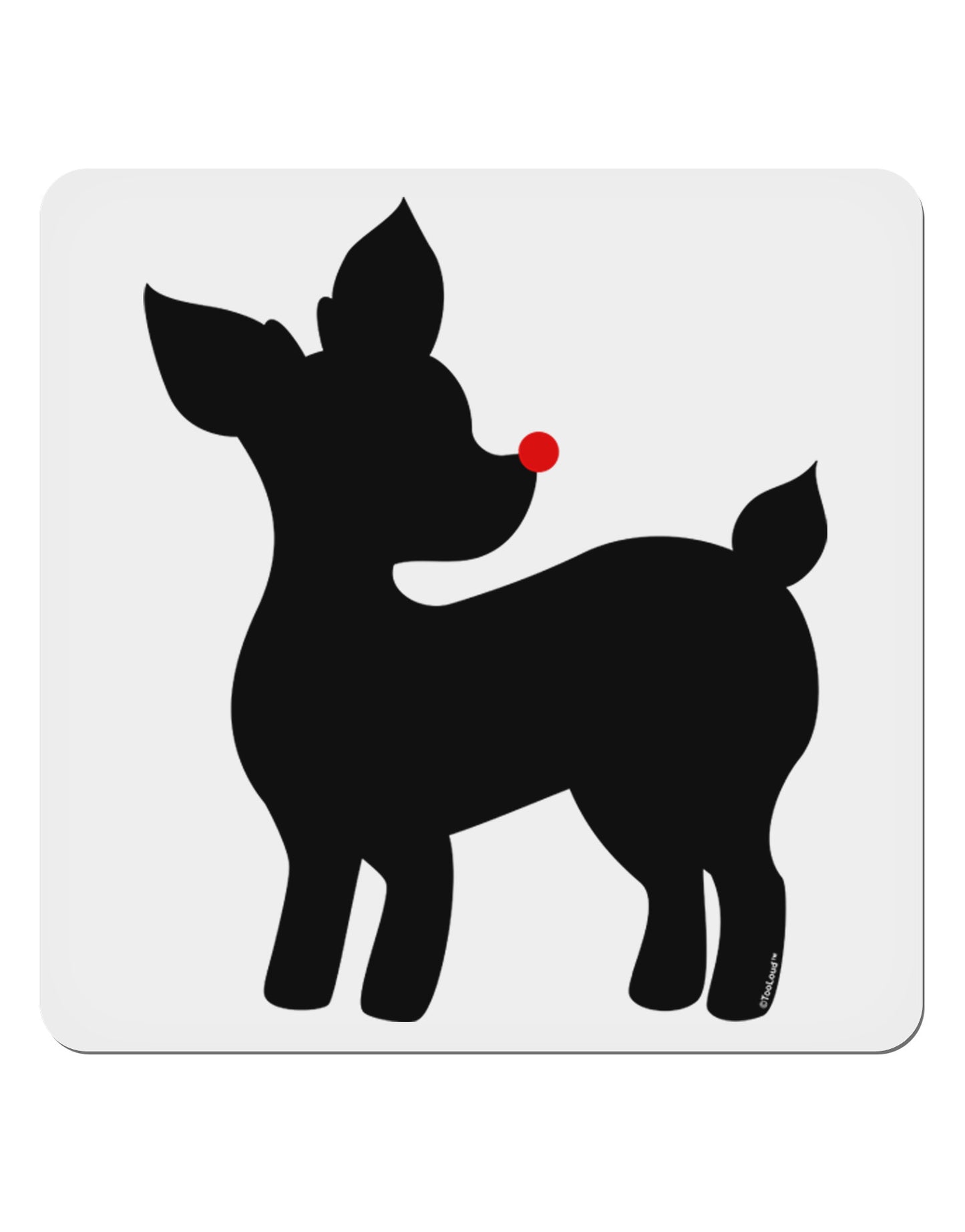 Cute Rudolph Silhouette - Christmas 4x4" Square Sticker 4 Pieces-Stickers-TooLoud-White-Davson Sales