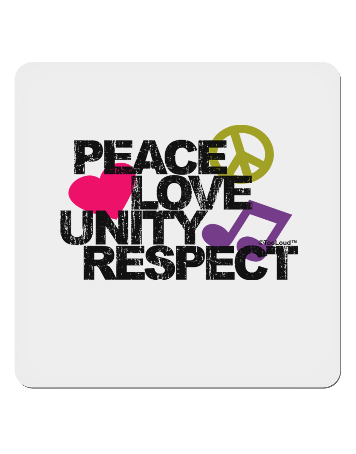 PLUR Distressed Text 4x4" Square Sticker 4 Pieces-Stickers-TooLoud-White-Davson Sales