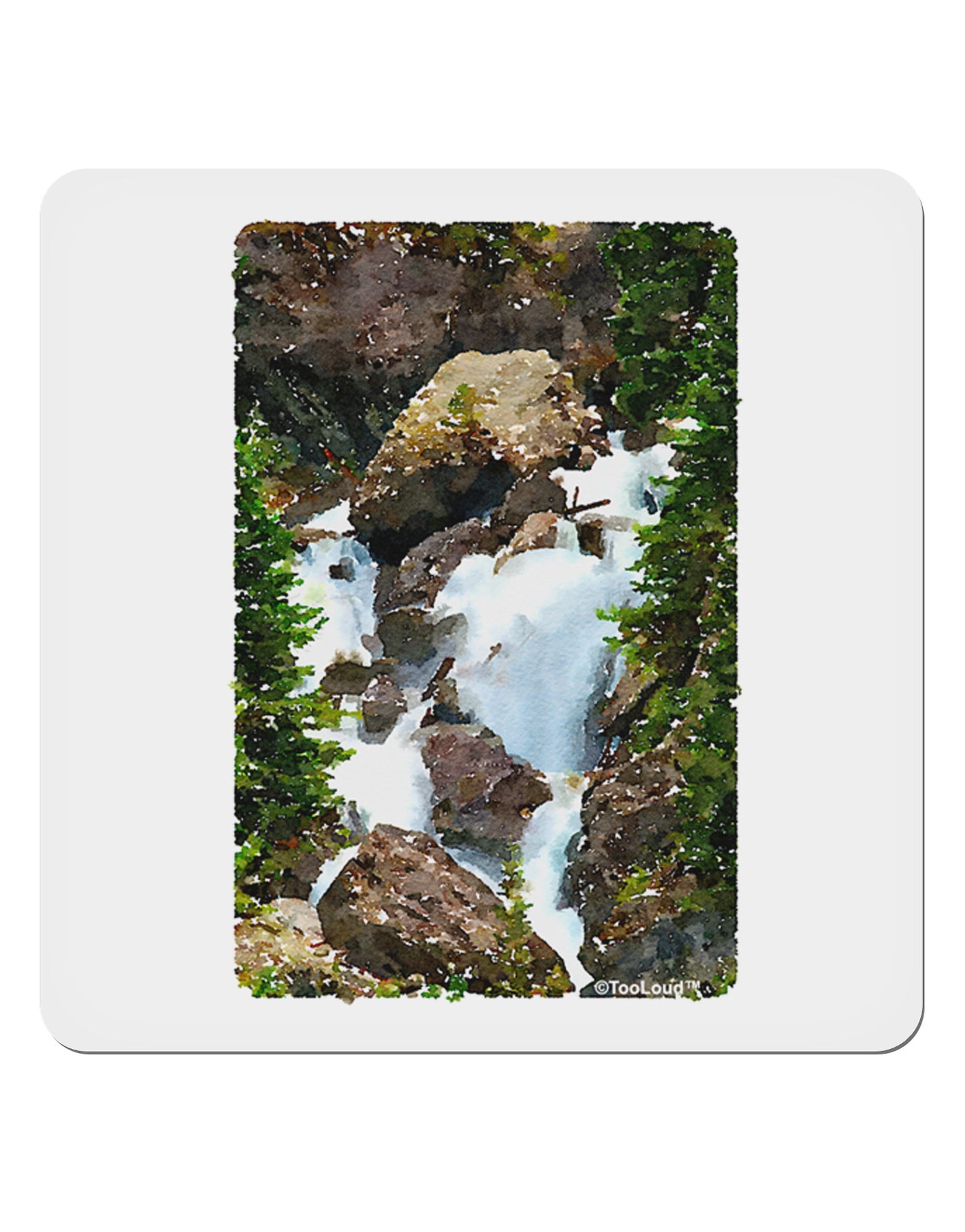 TooLoud Waterfall Watercolor 4x4" Square Sticker 4 Pieces-Stickers-TooLoud-White-Davson Sales