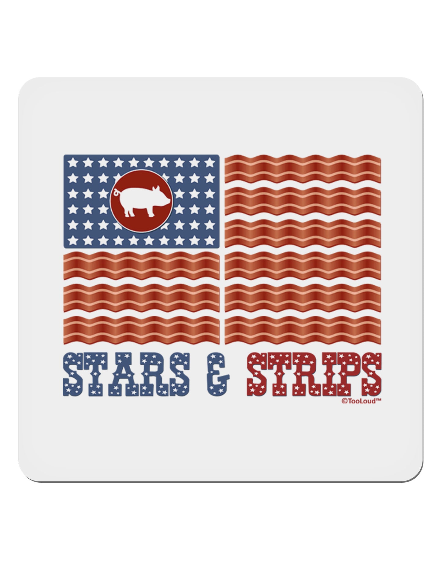 American Bacon Flag - Stars and Strips 4x4" Square Sticker 4 Pieces-Stickers-TooLoud-White-Davson Sales