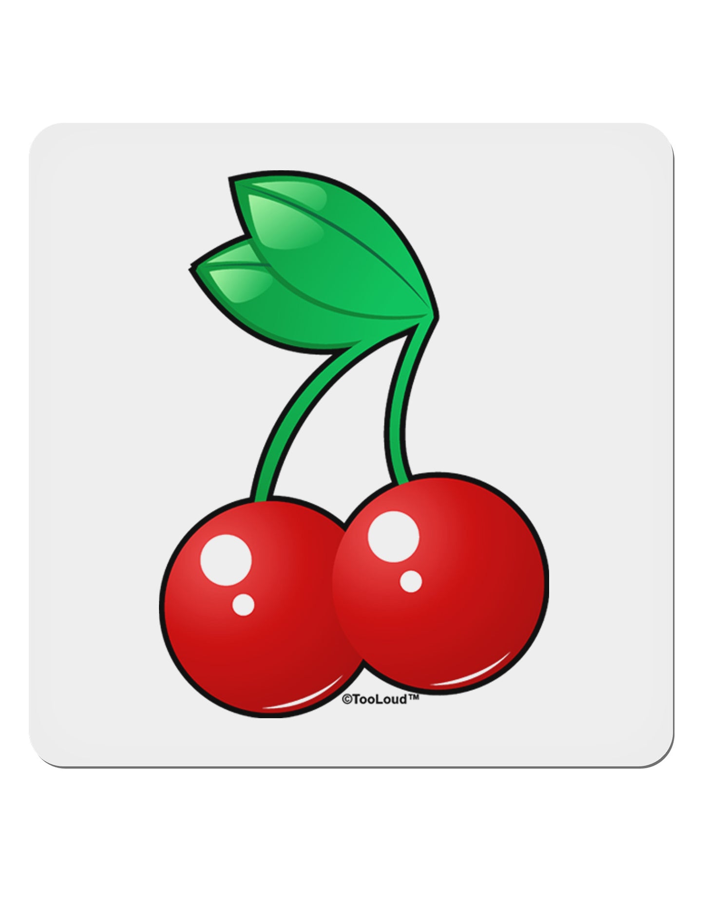 Cherries 4x4" Square Sticker 4 Pieces-Stickers-TooLoud-White-Davson Sales