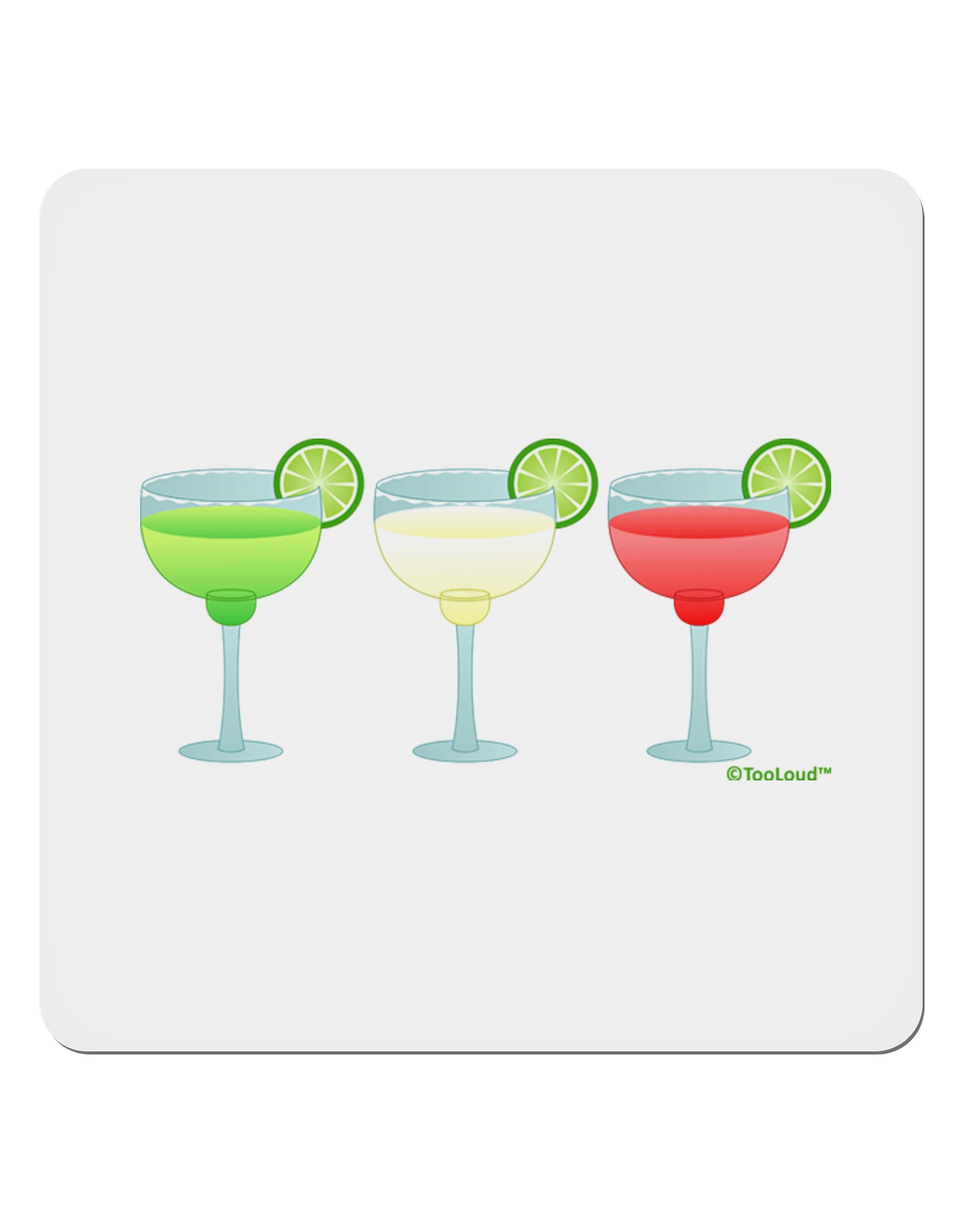Margaritas - Mexican Flag Colors - Cinco de Mayo 4x4" Square Sticker 4 Pieces-Stickers-TooLoud-White-Davson Sales