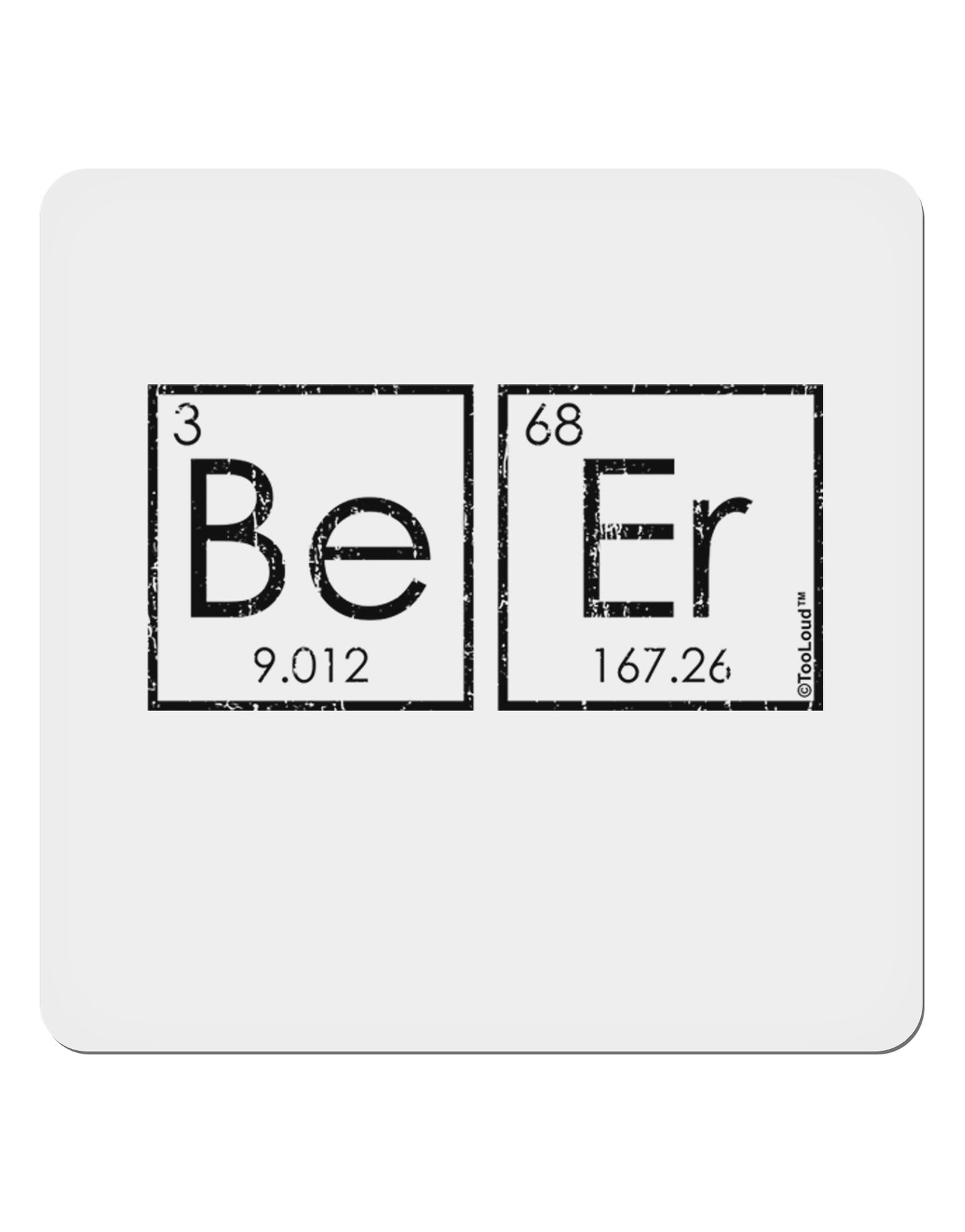 Be Er - Periodic Table of Elements 4x4" Square Sticker 4 Pieces-Stickers-TooLoud-White-Davson Sales