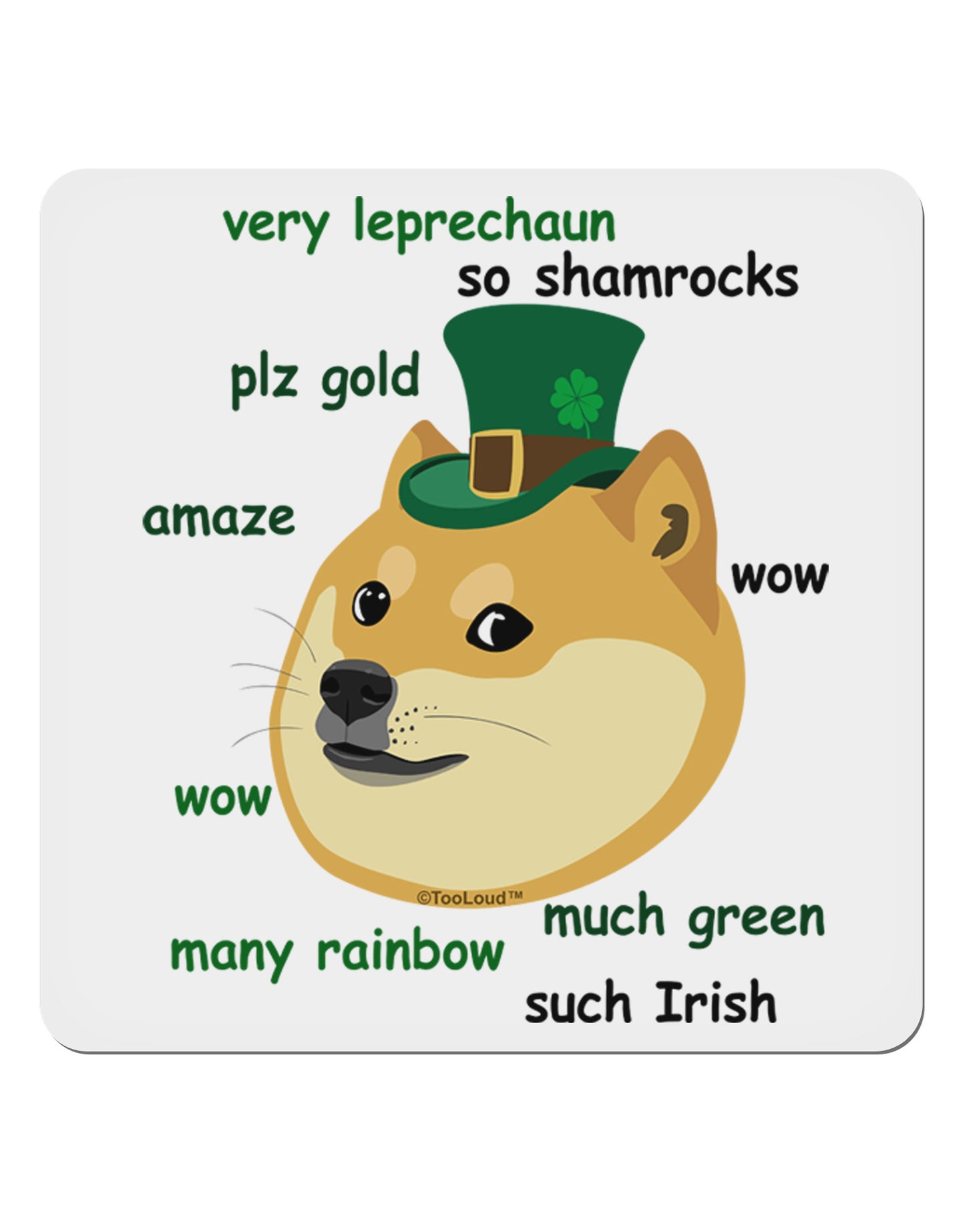 St Patricks Day Leprechaun Doge 4x4" Square Sticker-Stickers-TooLoud-1-Davson Sales