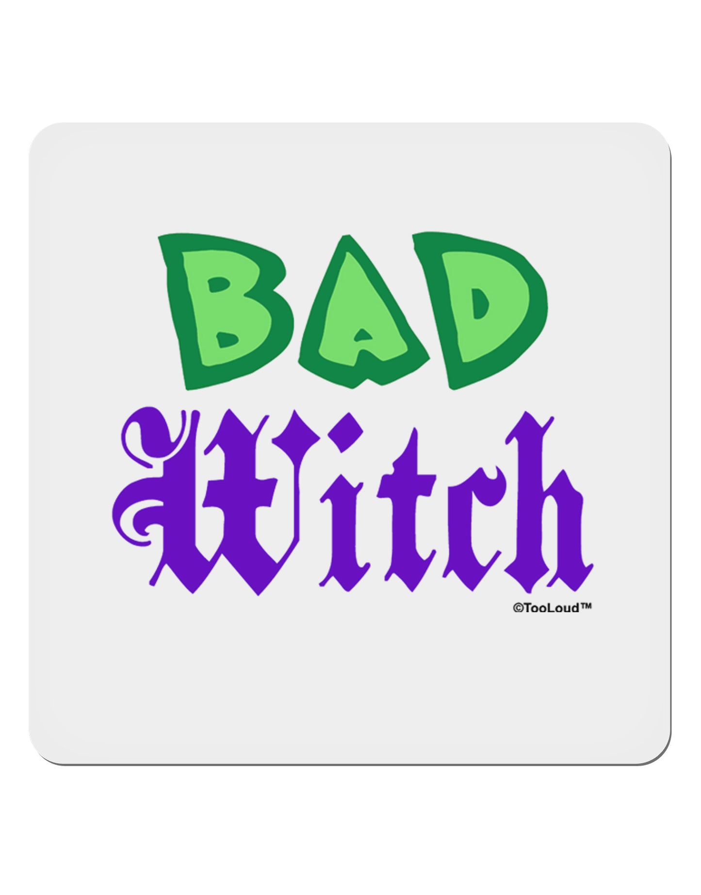 Bad Witch Color Green 4x4" Square Sticker 4 Pieces-Stickers-TooLoud-White-Davson Sales