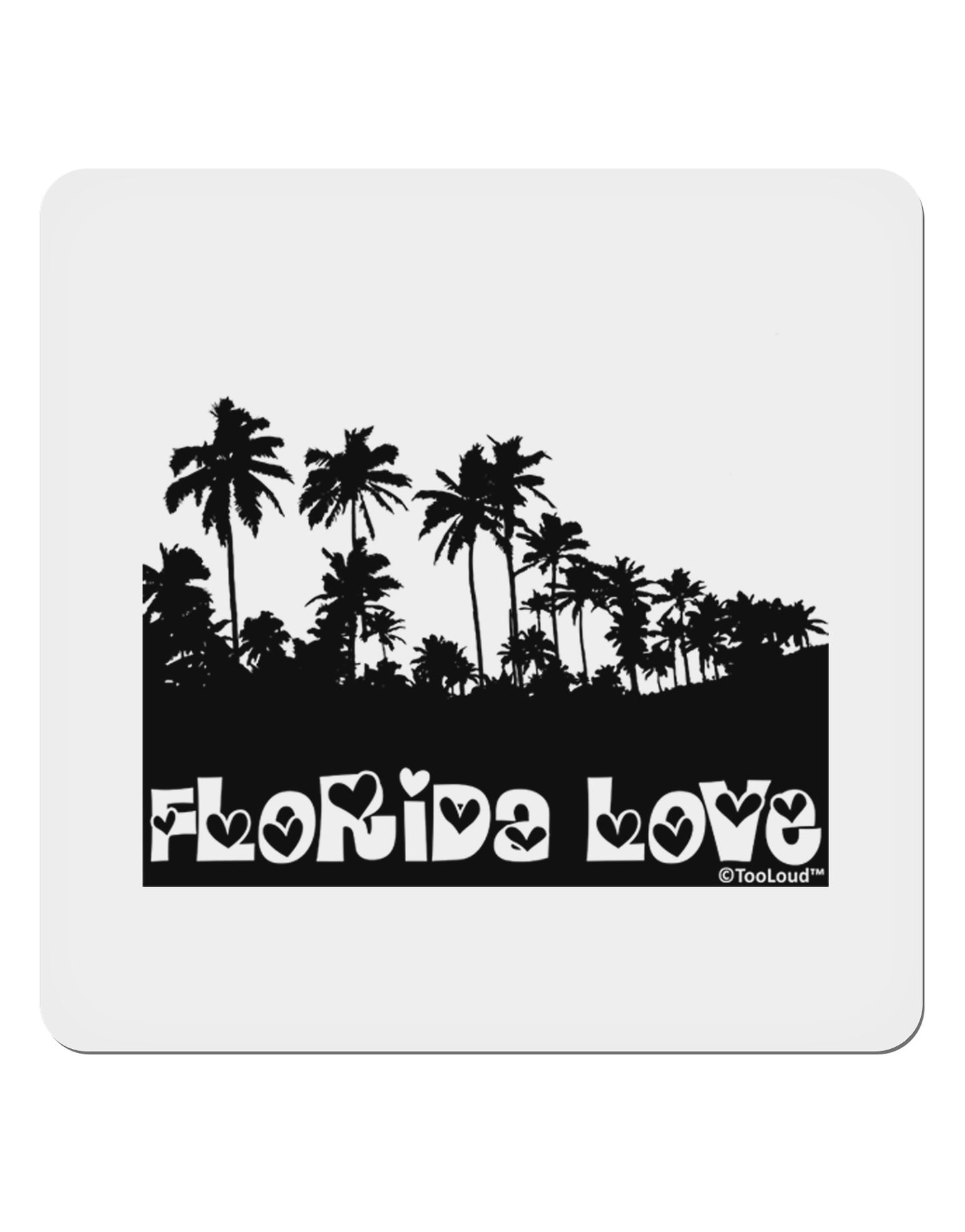 Florida Love - Palm Trees Cutout Design 4x4" Square Sticker 4 Pieces-Stickers-TooLoud-White-Davson Sales