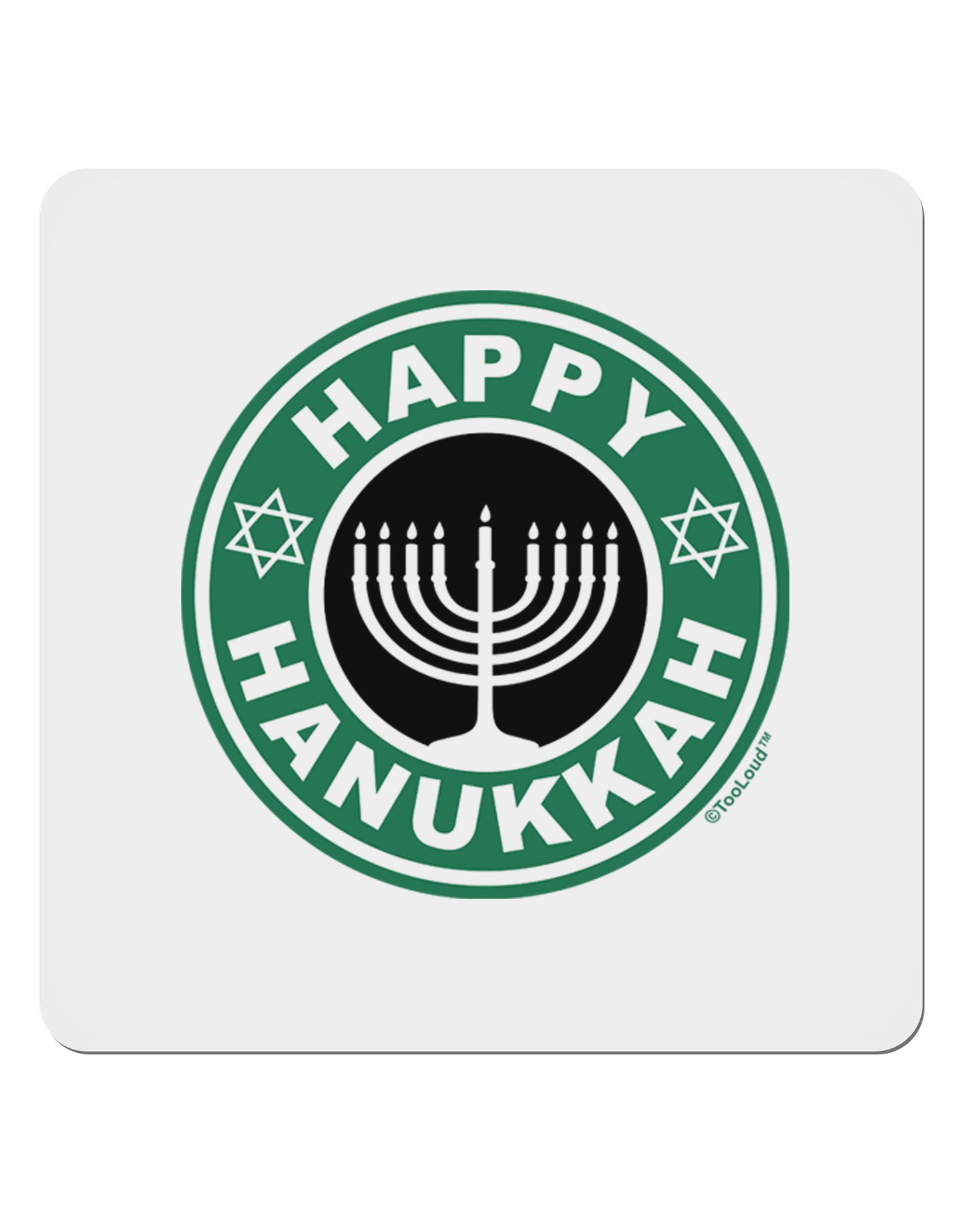 Happy Hanukkah Latte Logo 4x4" Square Sticker-Stickers-TooLoud-1-Davson Sales