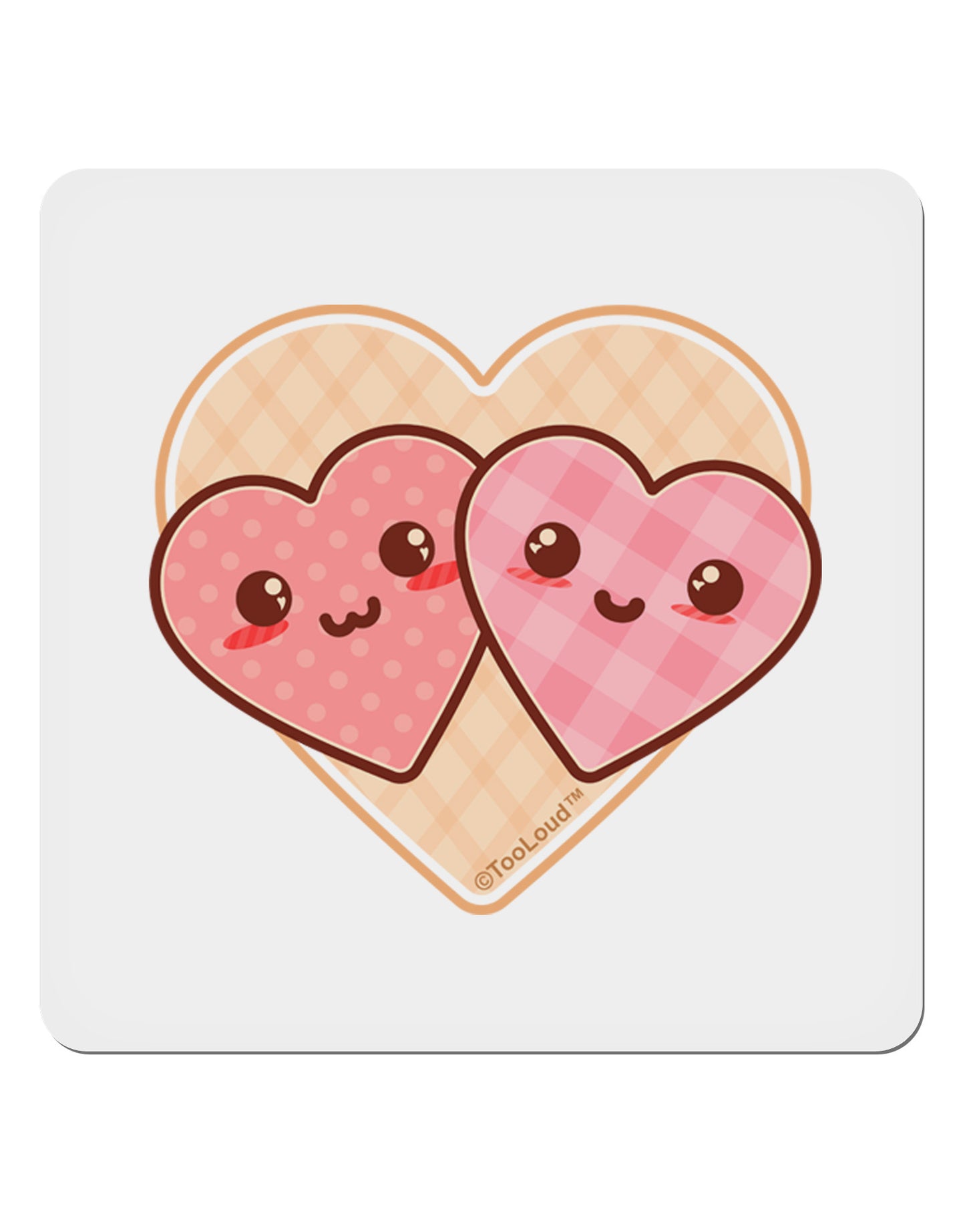 Super Cute Kawaii Hearts 4x4" Square Sticker 4 Pieces-Stickers-TooLoud-White-Davson Sales