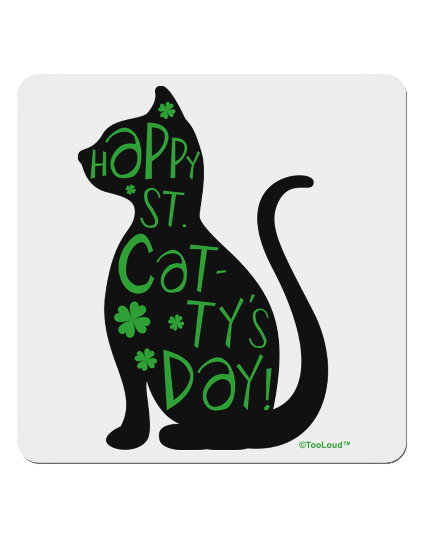 Happy St. Catty's Day - St. Patrick's Day Cat 4x4" Square Sticker 4 Pieces-Stickers-TooLoud-White-Davson Sales