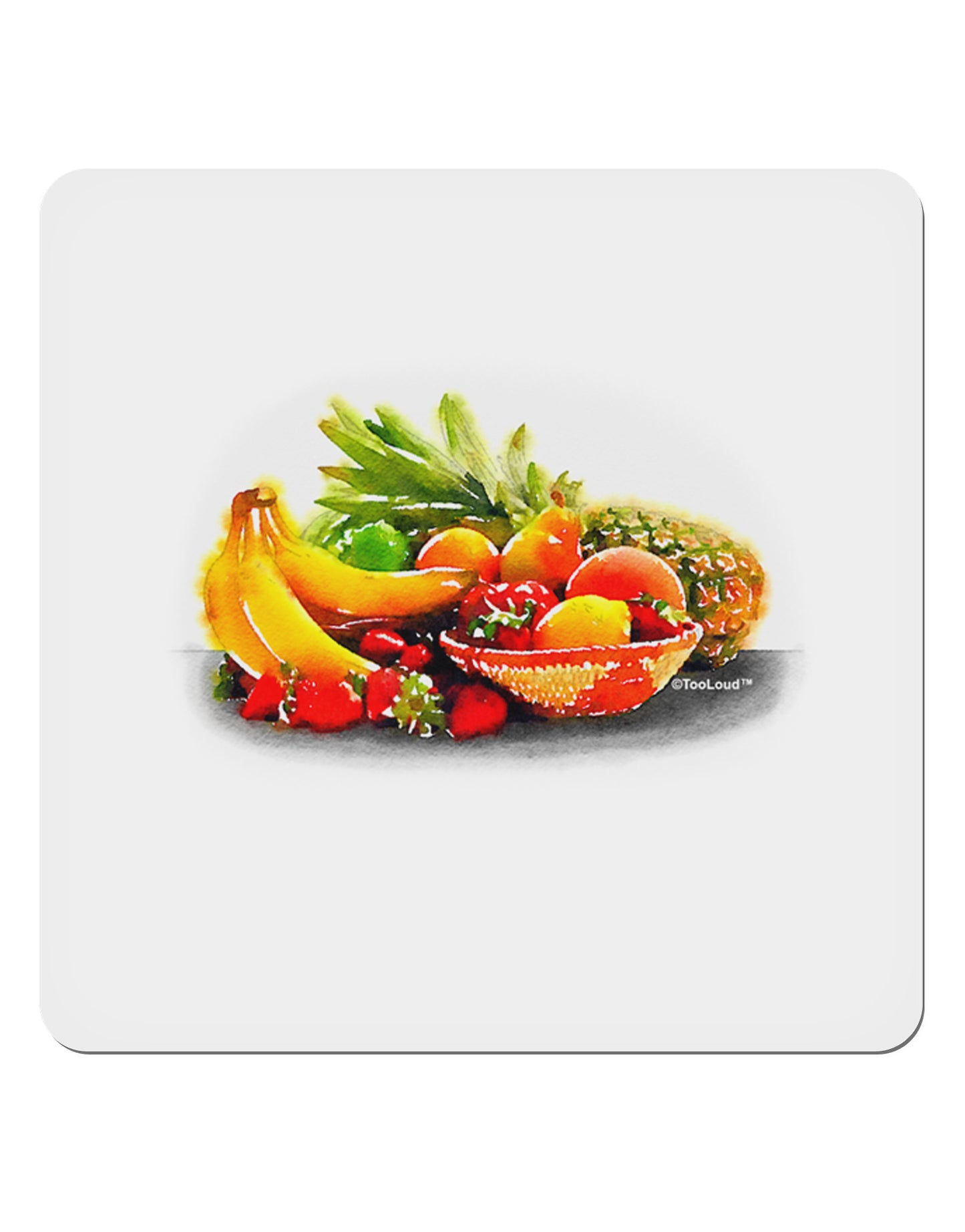 Watercolor Fruit Bowl 1 4x4" Square Sticker 4 Pieces-Stickers-TooLoud-White-Davson Sales