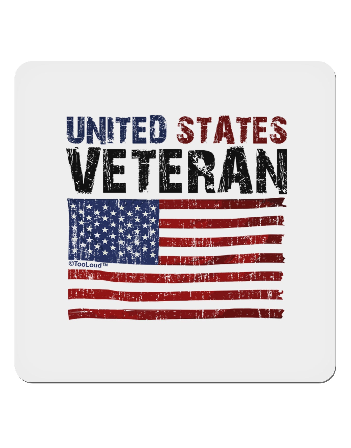 US Veteran Distressed 4x4" Square Sticker-Stickers-TooLoud-1-Davson Sales