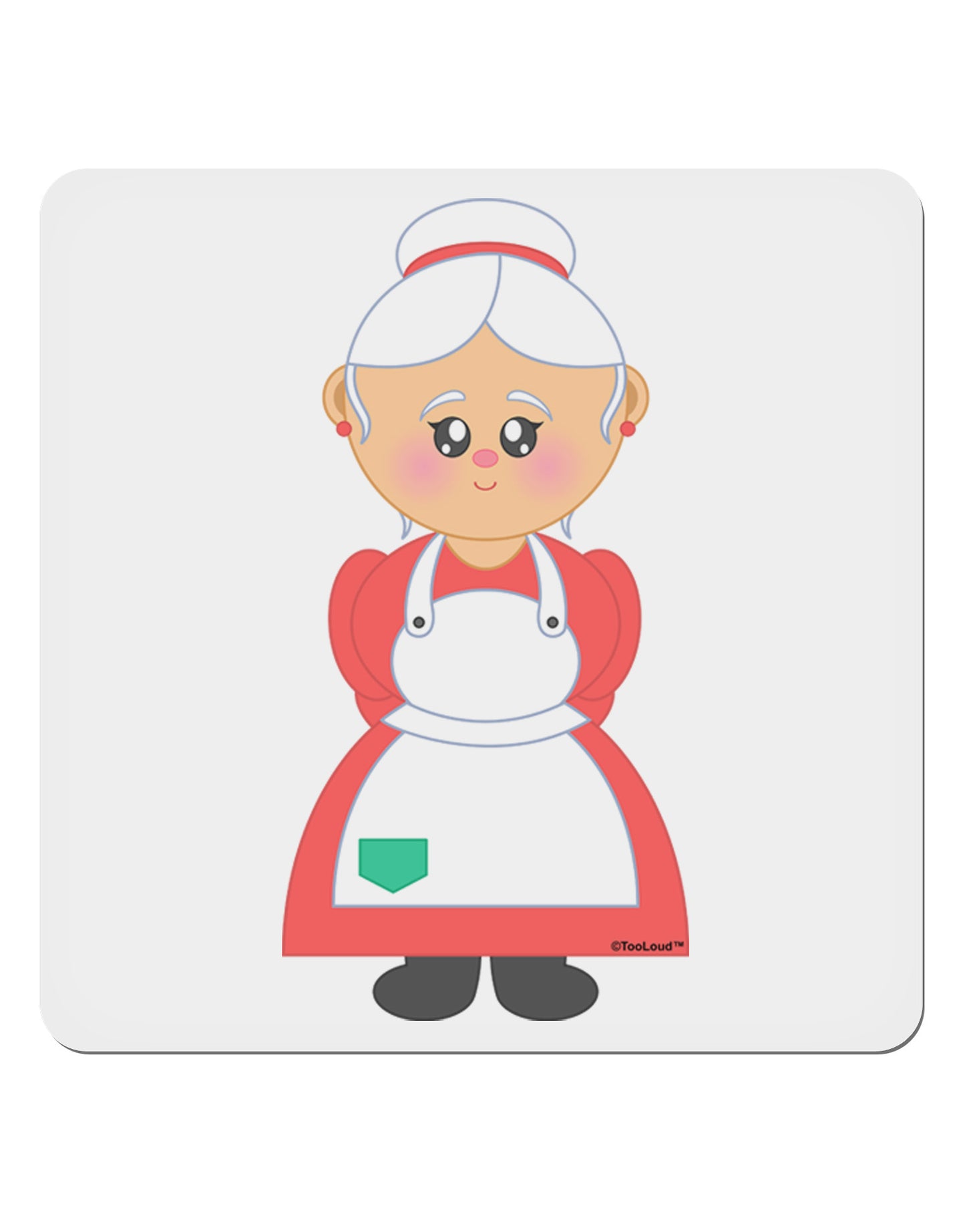 Cute Mrs Santa Claus Christmas 4x4" Square Sticker 4 Pieces-Stickers-TooLoud-White-Davson Sales