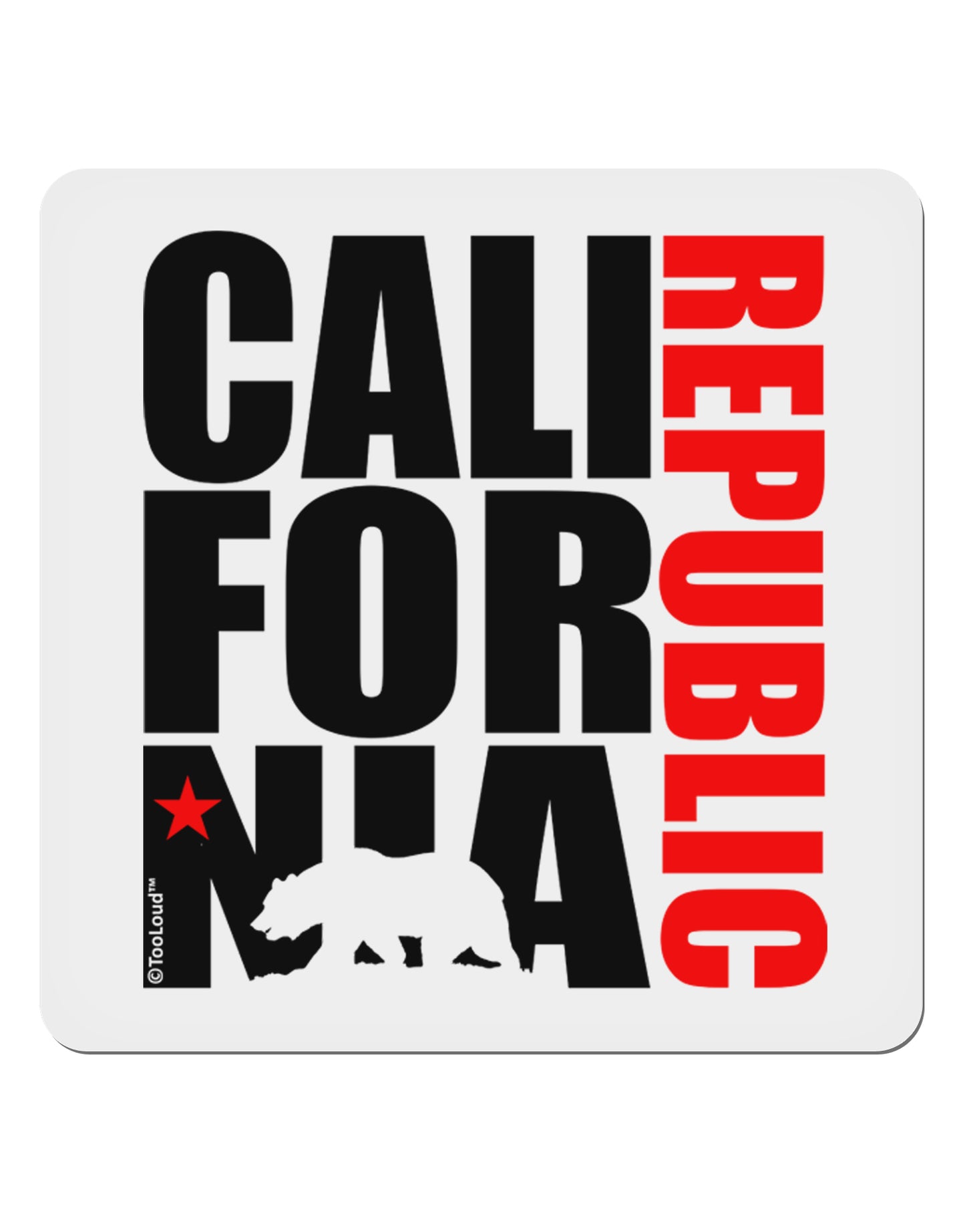 California Republic Design - California Red Star and Bear 4x4" Square Sticker 4 Pieces-Stickers-TooLoud-White-Davson Sales