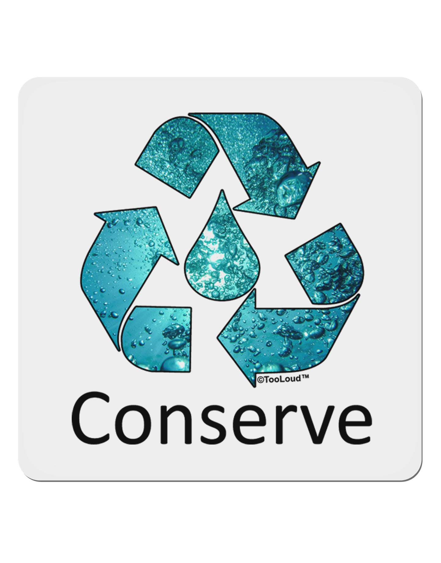 Water Conservation Text 4x4" Square Sticker 4 Pieces-Stickers-TooLoud-White-Davson Sales