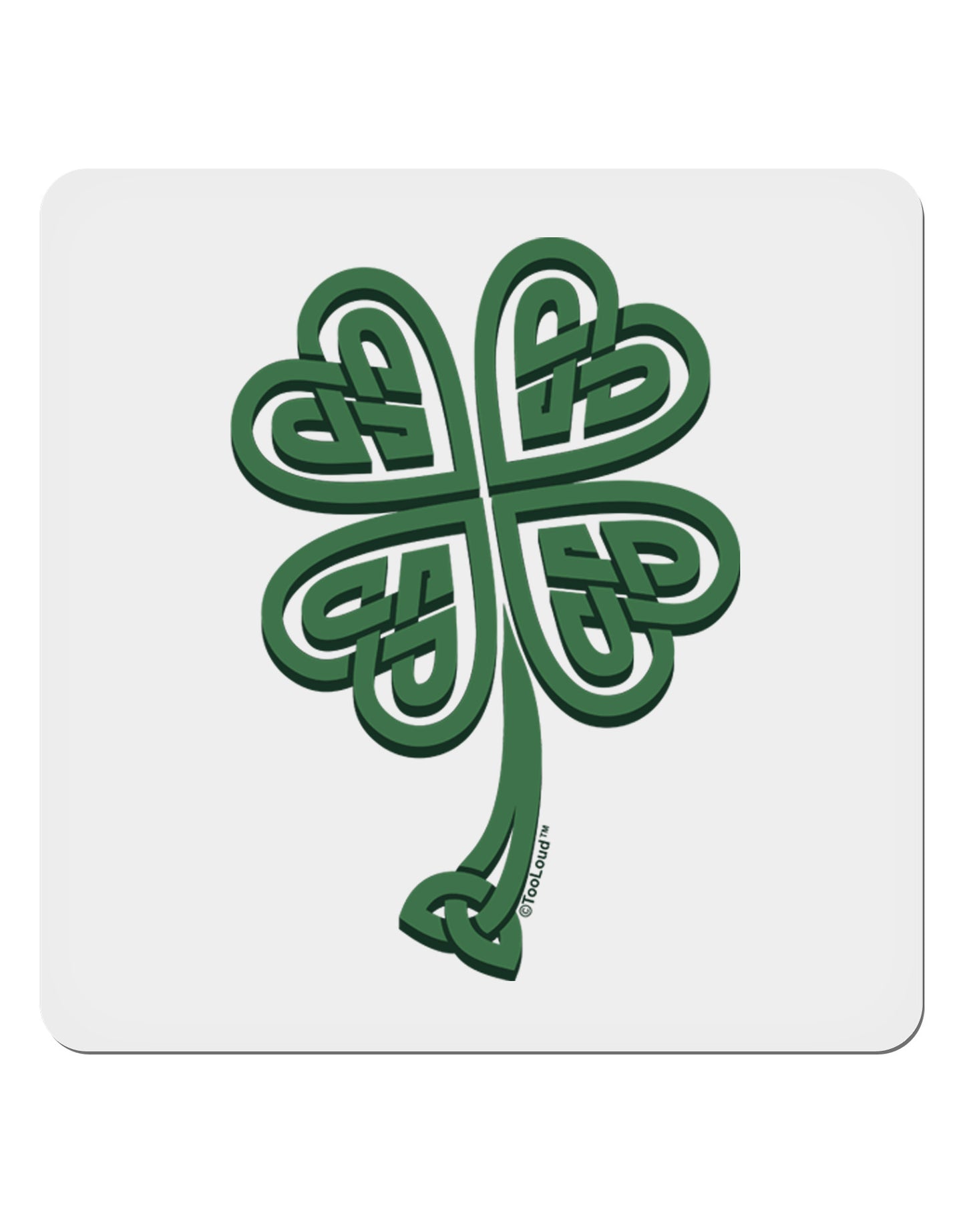 3D Style Celtic Knot 4 Leaf Clover 4x4" Square Sticker 4 Pieces-Stickers-TooLoud-White-Davson Sales
