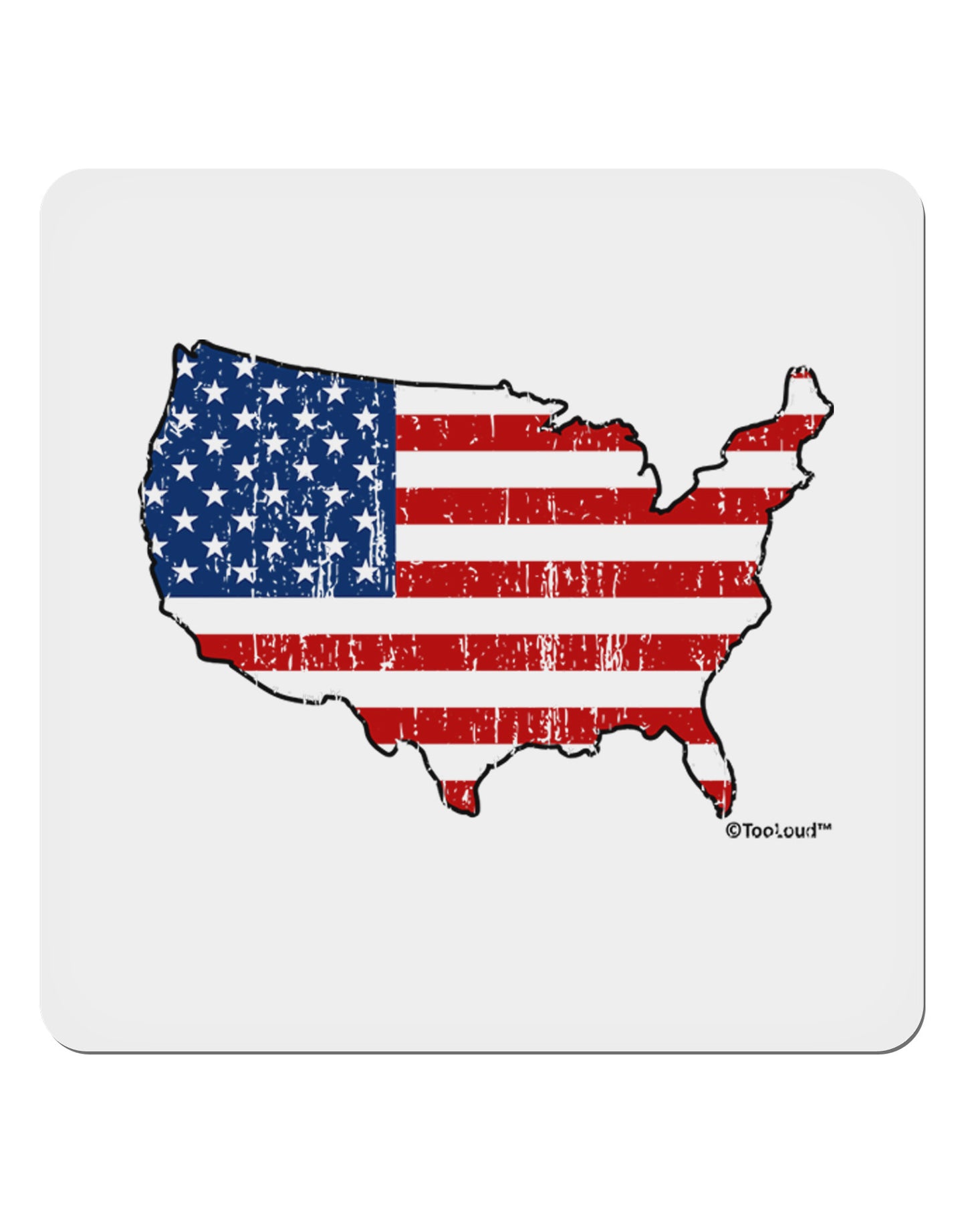 United States Cutout - American Flag Distressed 4x4" Square Sticker 4 Pieces-Stickers-TooLoud-White-Davson Sales