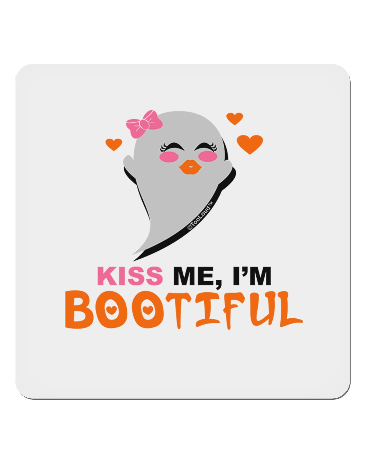 Kiss Me BOOtiful Ghost Orange 4x4" Square Sticker 4 Pieces-Stickers-TooLoud-White-Davson Sales