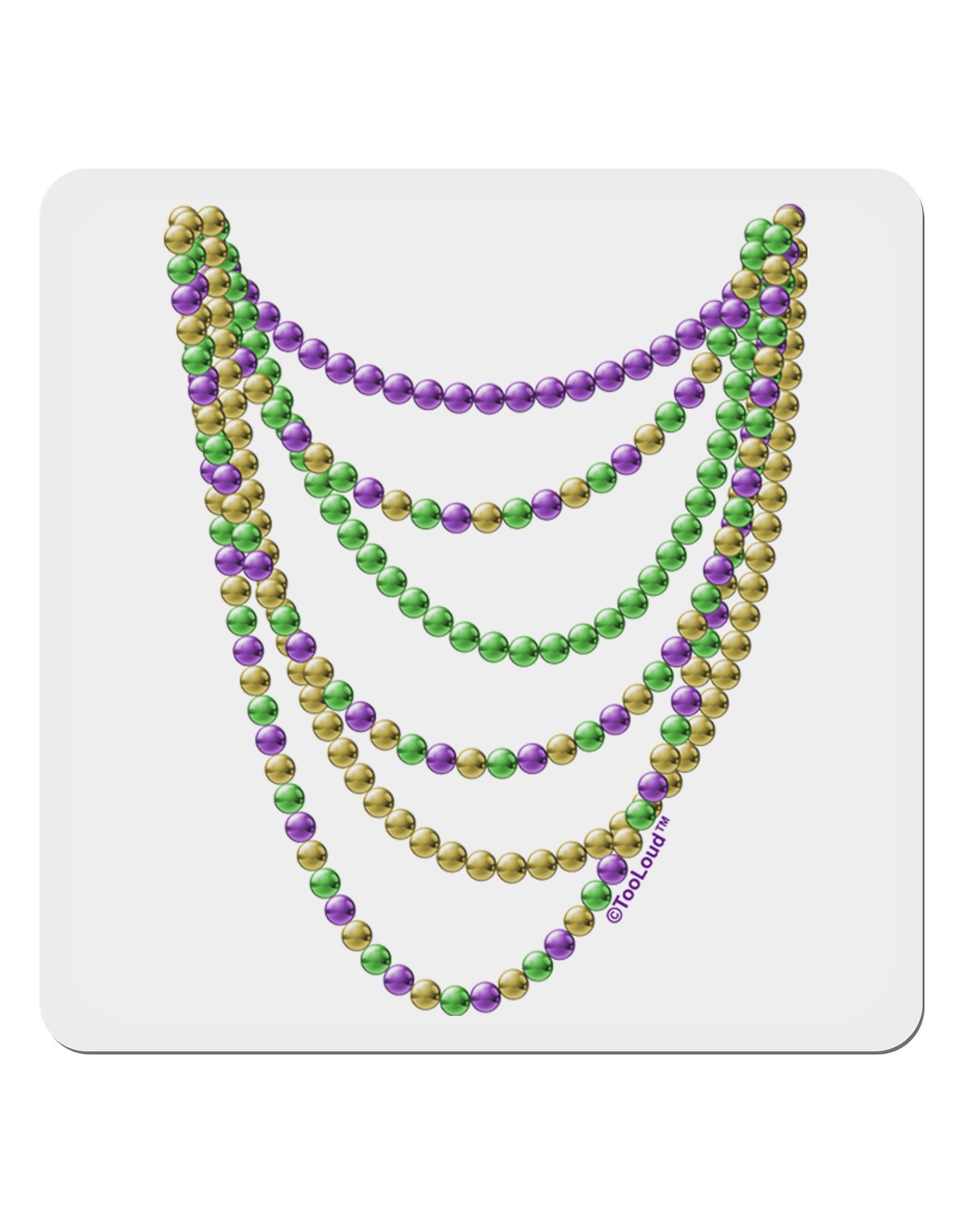 Mardi Gras Beads Necklaces 4x4" Square Sticker 4 Pieces-Stickers-TooLoud-White-Davson Sales
