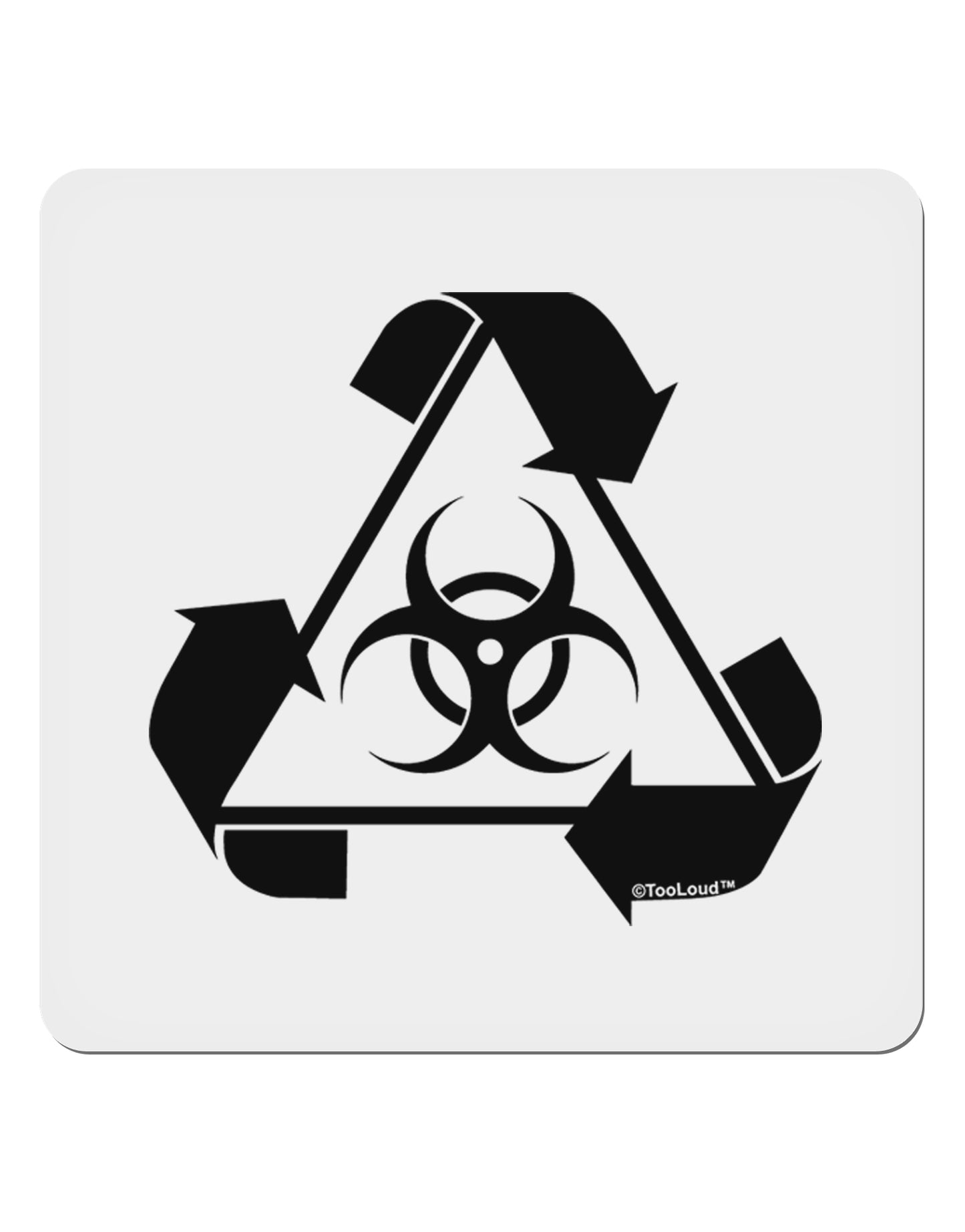 Recycle Biohazard Sign Black and White 4x4" Square Sticker 4 Pieces-Stickers-TooLoud-White-Davson Sales