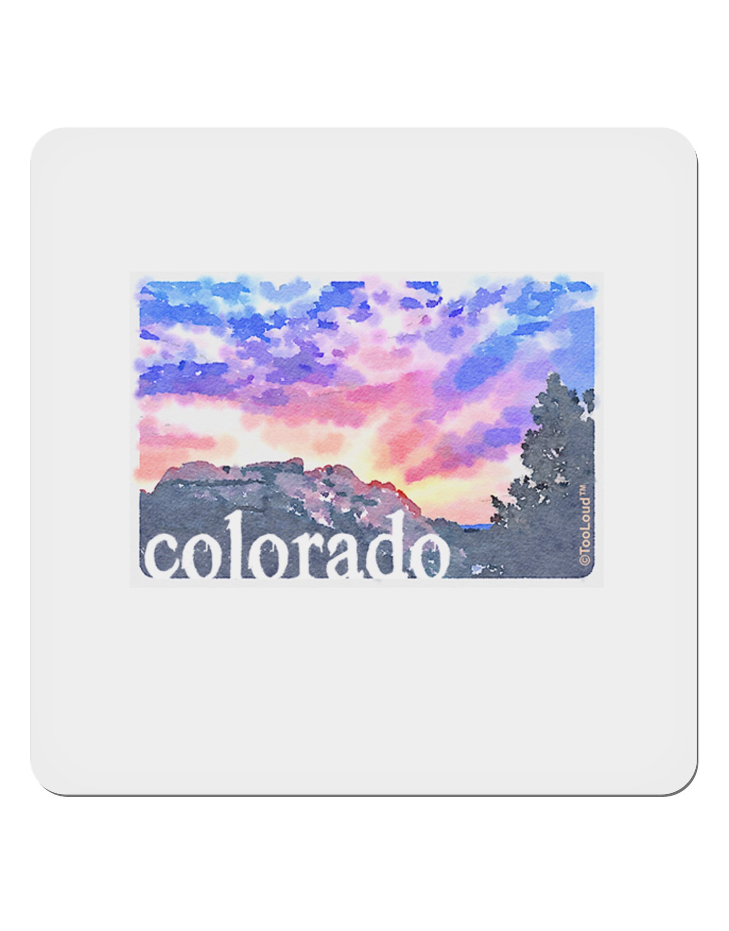 CO Rainbow Sunset Watercolor Text 4x4" Square Sticker-Stickers-TooLoud-1-Davson Sales