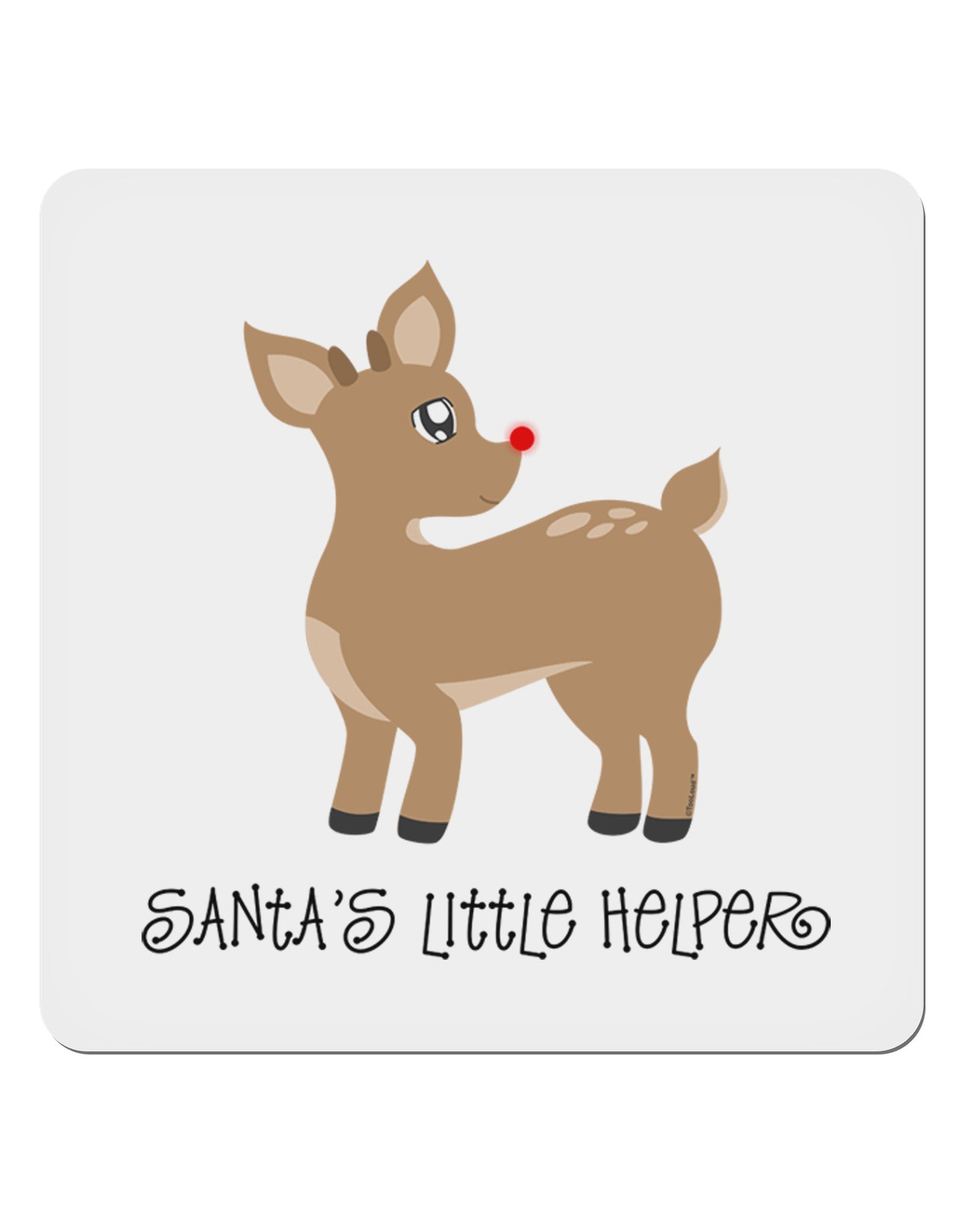 Santa's Little Helper Cute Rudolph - Christmas 4x4" Square Sticker 4 Pieces-Stickers-TooLoud-White-Davson Sales