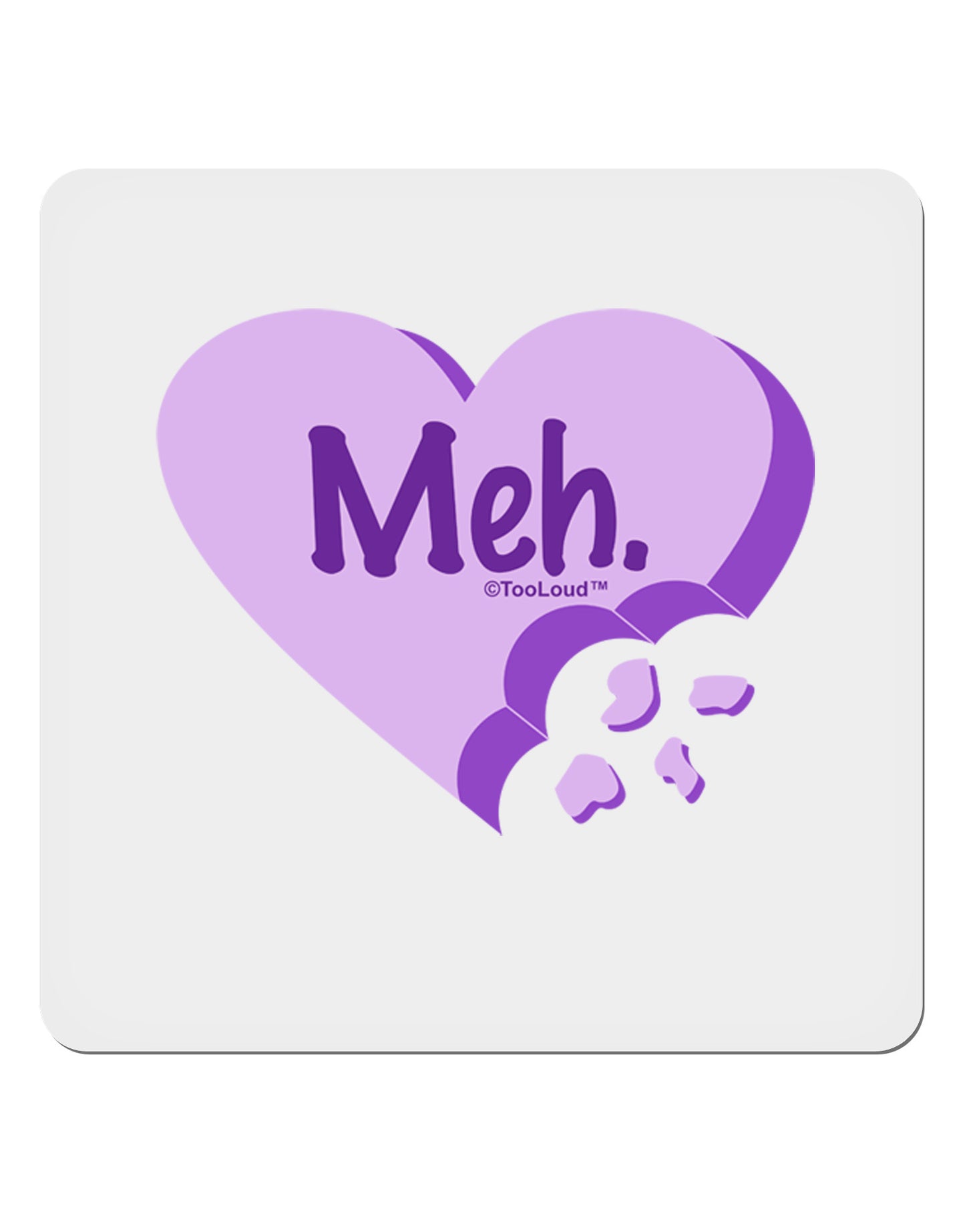 Meh Candy Heart Purple - Valentines Day 4x4" Square Sticker 4 Pieces-Stickers-TooLoud-White-Davson Sales