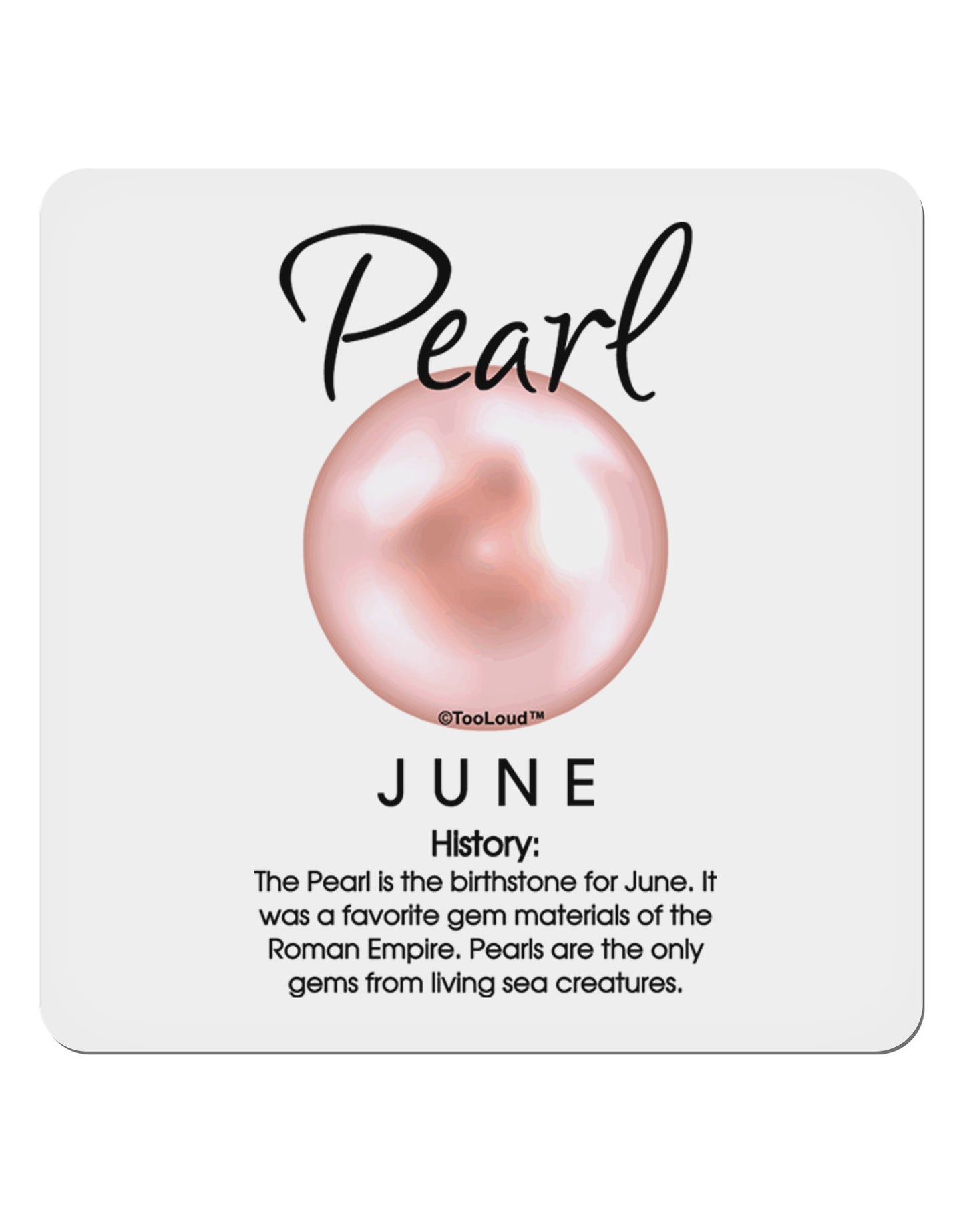 Birthstone Pearl 4x4" Square Sticker-Stickers-TooLoud-1-Davson Sales