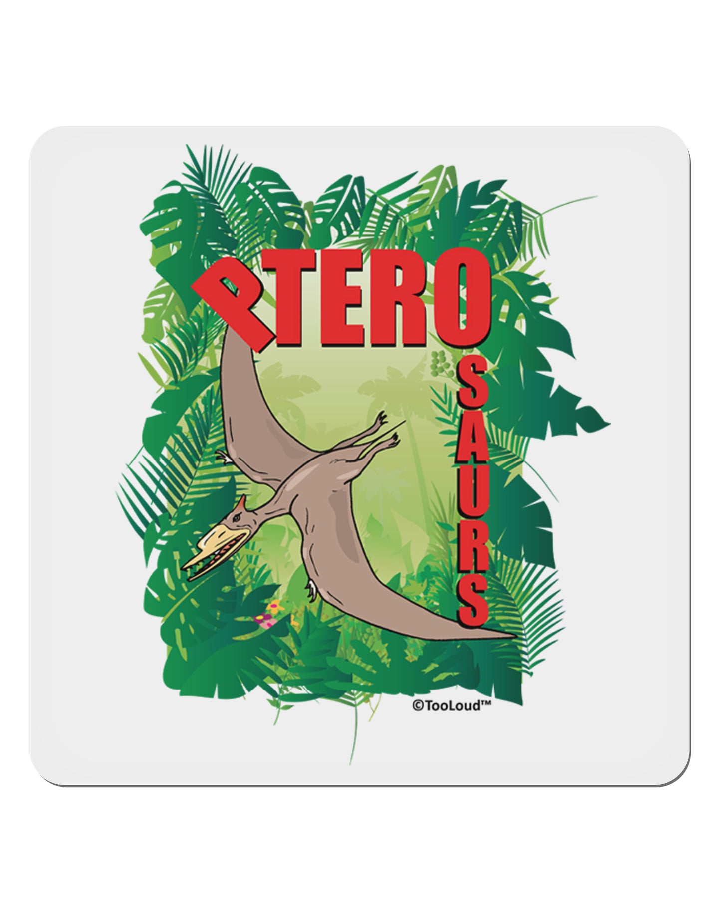 Pterosaurs - With Name 4x4" Square Sticker 4 Pieces-Stickers-TooLoud-White-Davson Sales