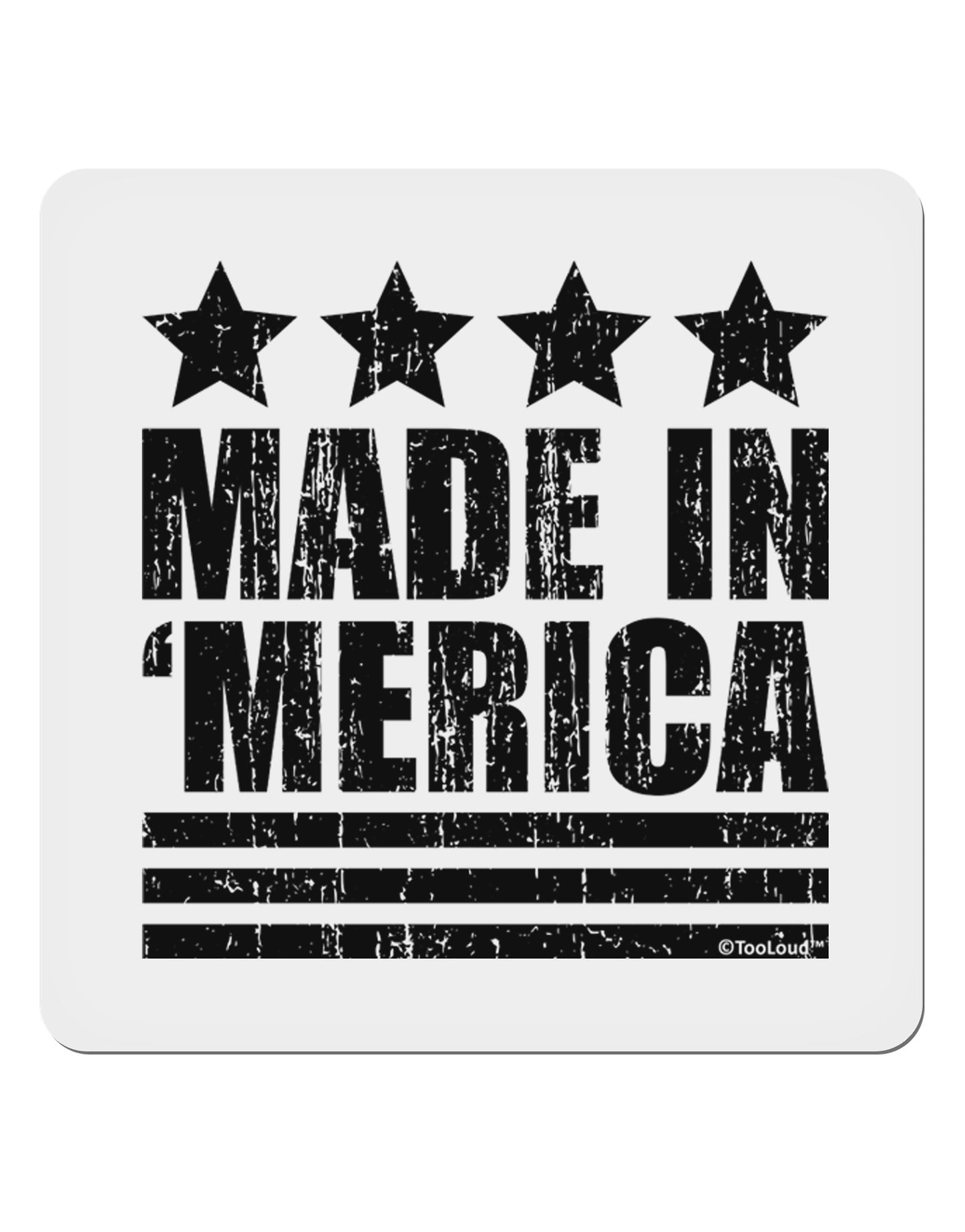 Made in Merica - Stars and Stripes Design 4x4" Square Sticker 4 Pieces-Stickers-TooLoud-White-Davson Sales