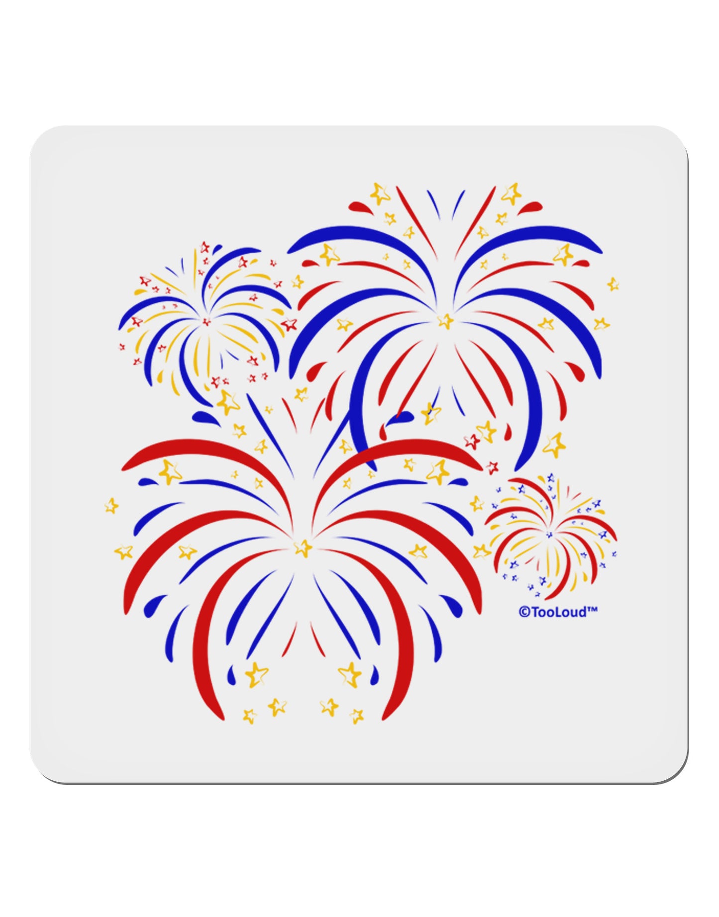 Patriotic Fireworks with Bursting Stars 4x4" Square Sticker 4 Pieces-Stickers-TooLoud-White-Davson Sales
