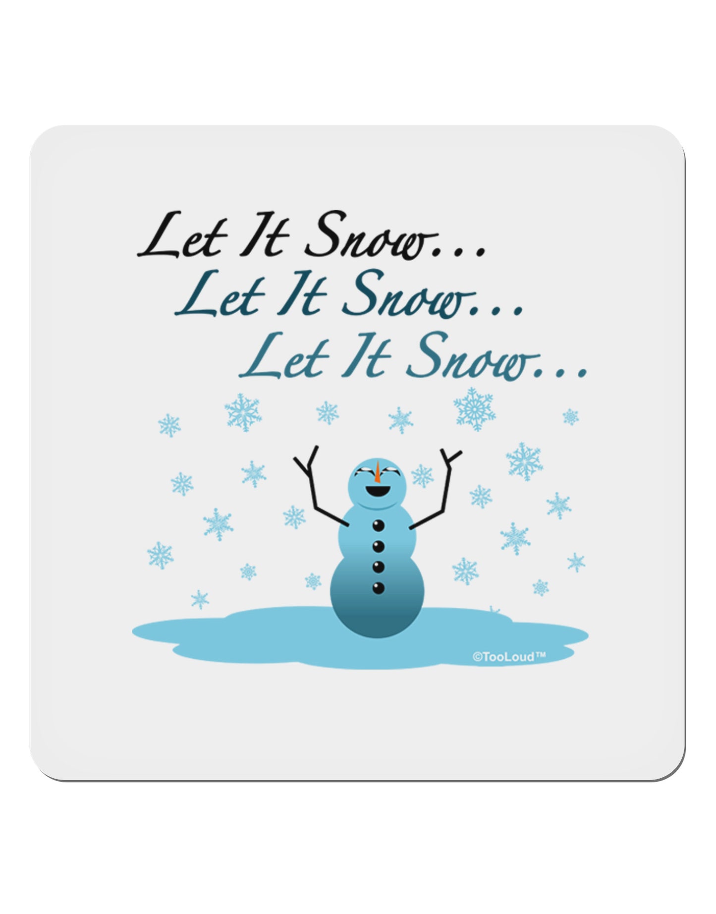 Let It Snow Happy Snowman 4x4" Square Sticker-Stickers-TooLoud-1-Davson Sales