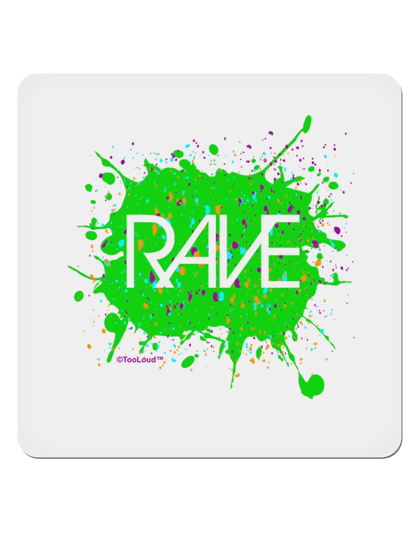 Rave Splatter Green 4x4" Square Sticker-Stickers-TooLoud-1-Davson Sales