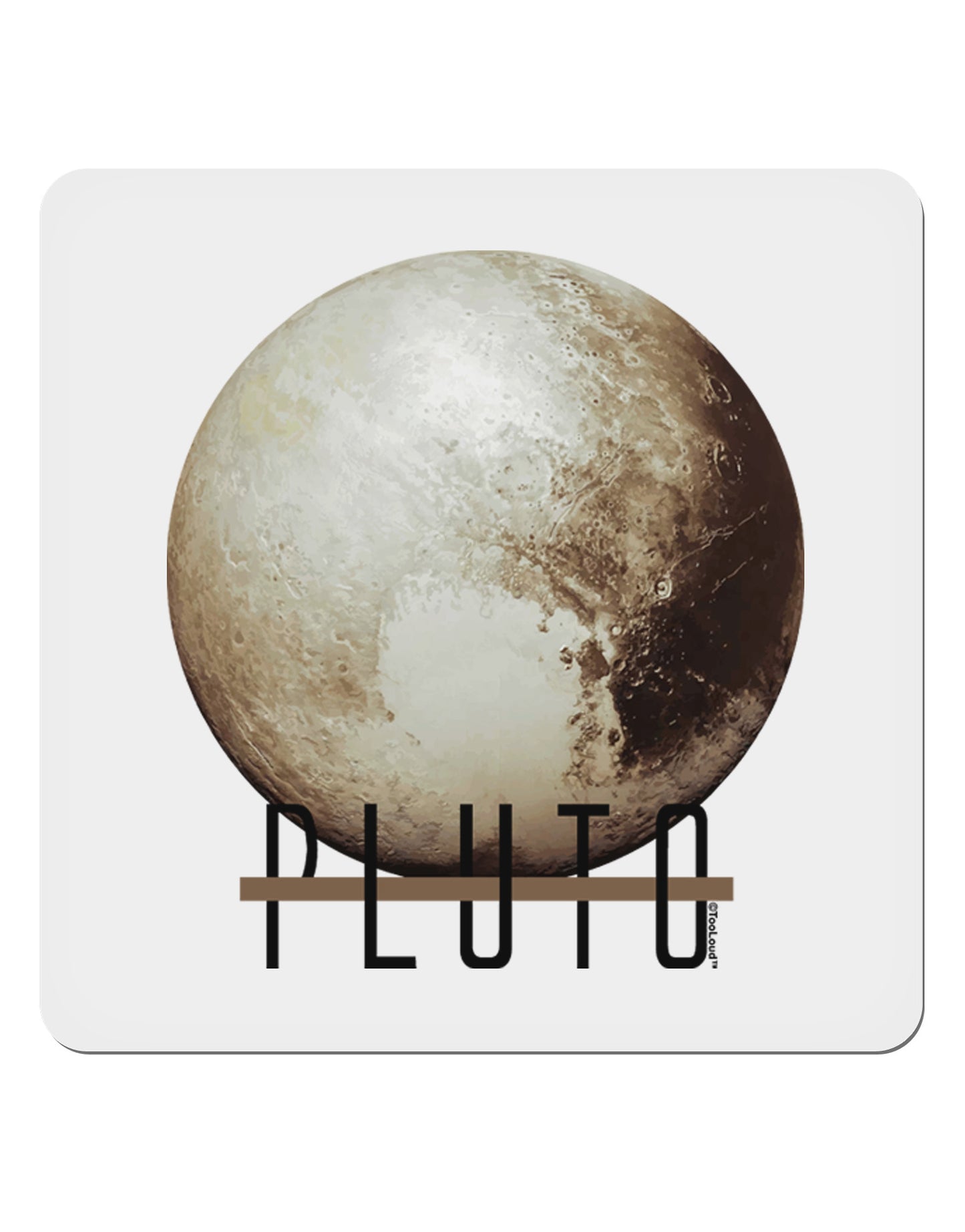 Planet Pluto Text 4x4" Square Sticker-Stickers-TooLoud-1-Davson Sales