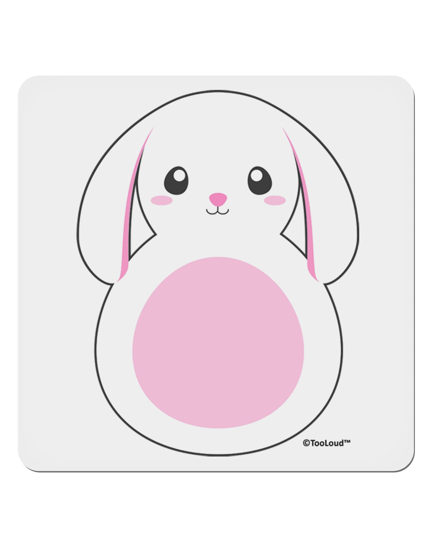 TooLoud Cute Bunny with Floppy Ears - Pink 4x4" Square Sticker 4 Pieces-Stickers-TooLoud-White-Davson Sales