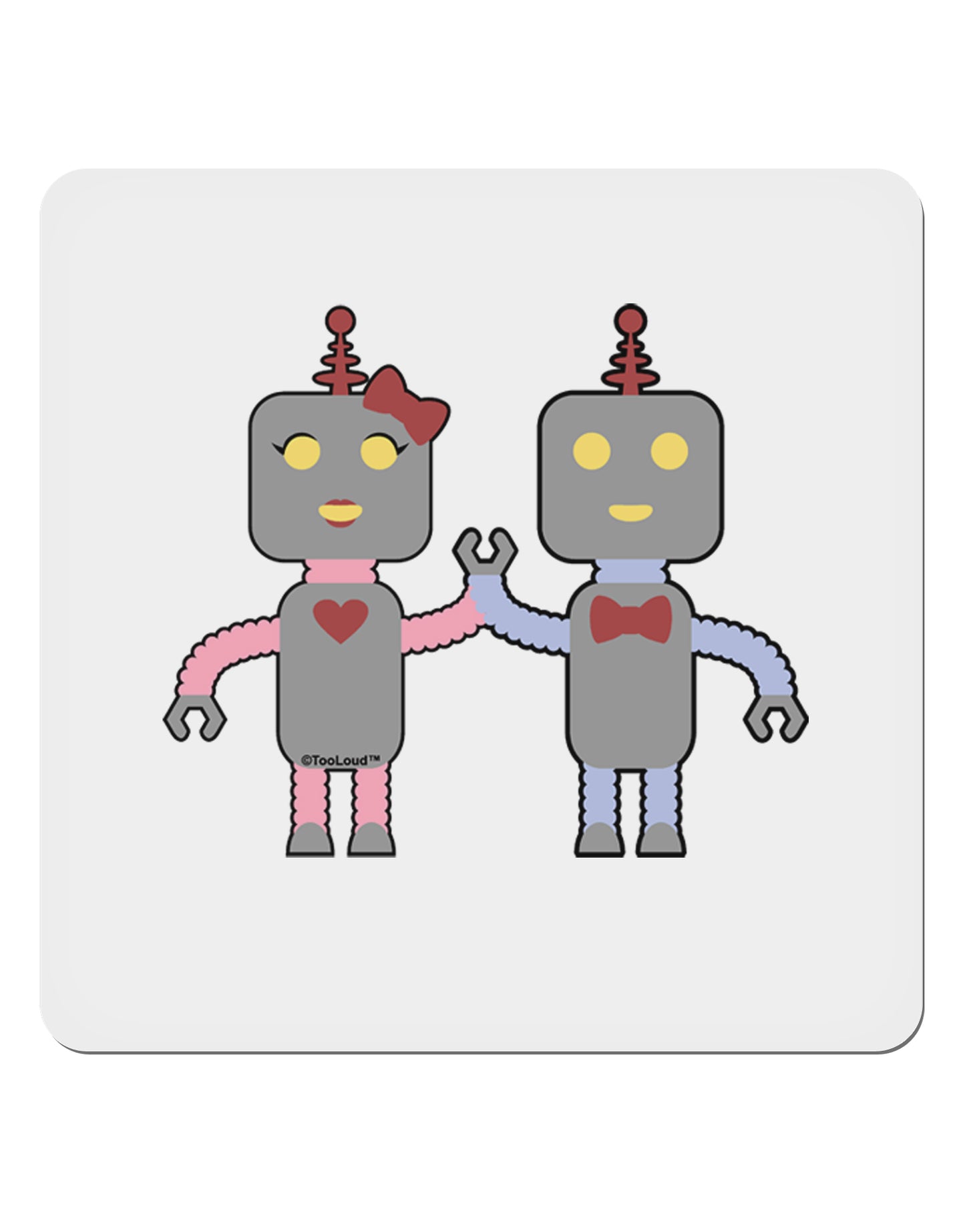 Cute Robot Love 4x4" Square Sticker-Stickers-TooLoud-1-Davson Sales