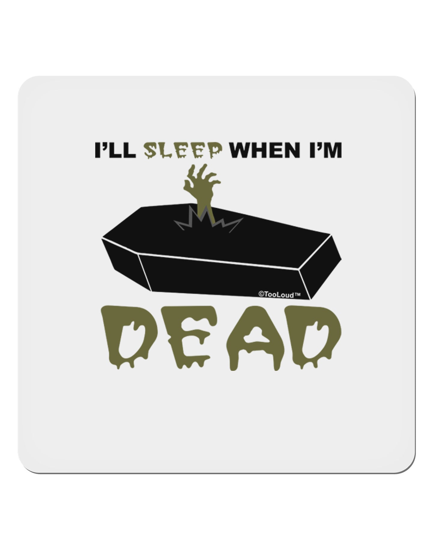 Sleep When Dead Coffin 4x4" Square Sticker 4 Pieces-Stickers-TooLoud-White-Davson Sales