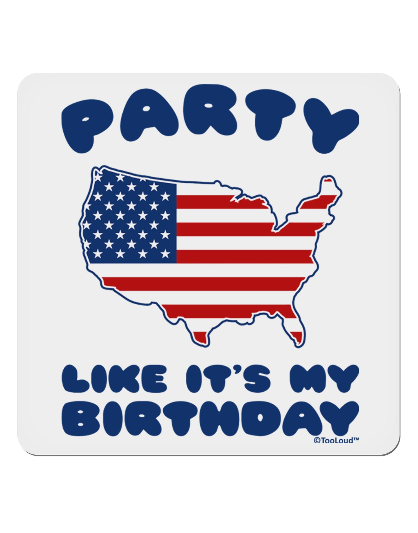 Party Like It's My Birthday - 4th of July 4x4" Square Sticker 4 Pieces-Stickers-TooLoud-White-Davson Sales