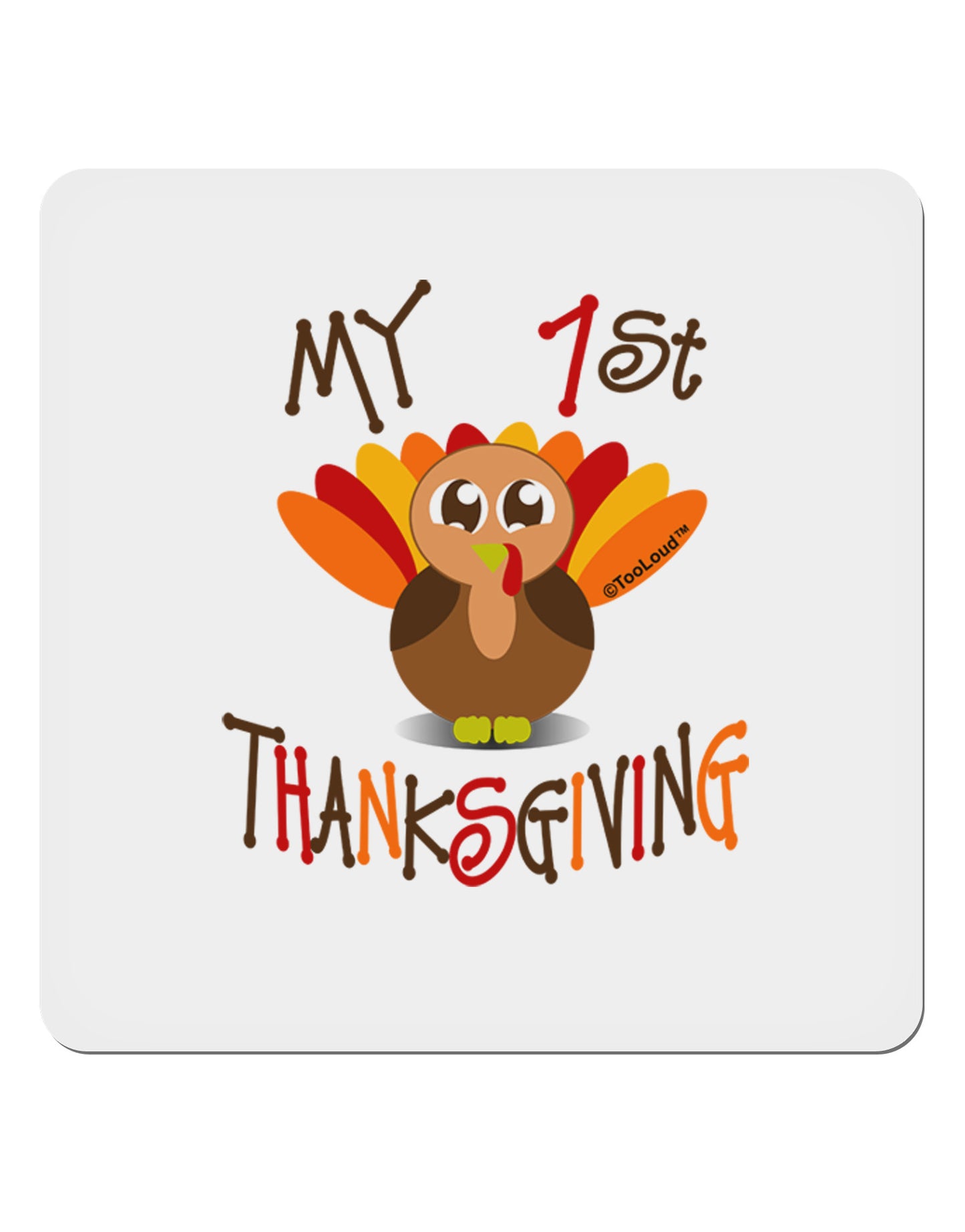 My 1st Thanksgiving 4x4" Square Sticker-Stickers-TooLoud-1-Davson Sales