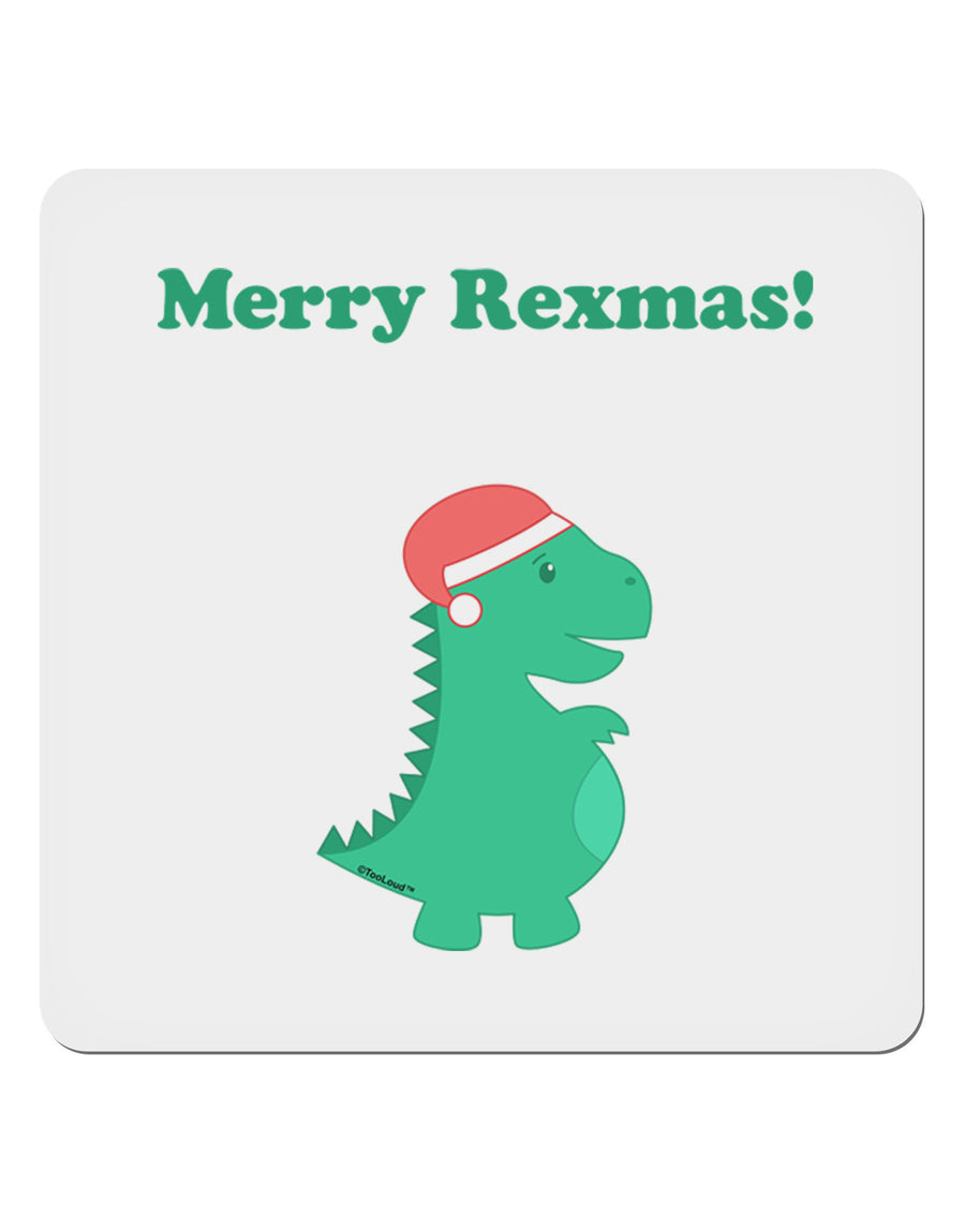 Merry Rexmas T-Rex Dinosaur Christmas 4x4&#x22; Square Sticker 4 Pieces-Stickers-TooLoud-White-Davson Sales