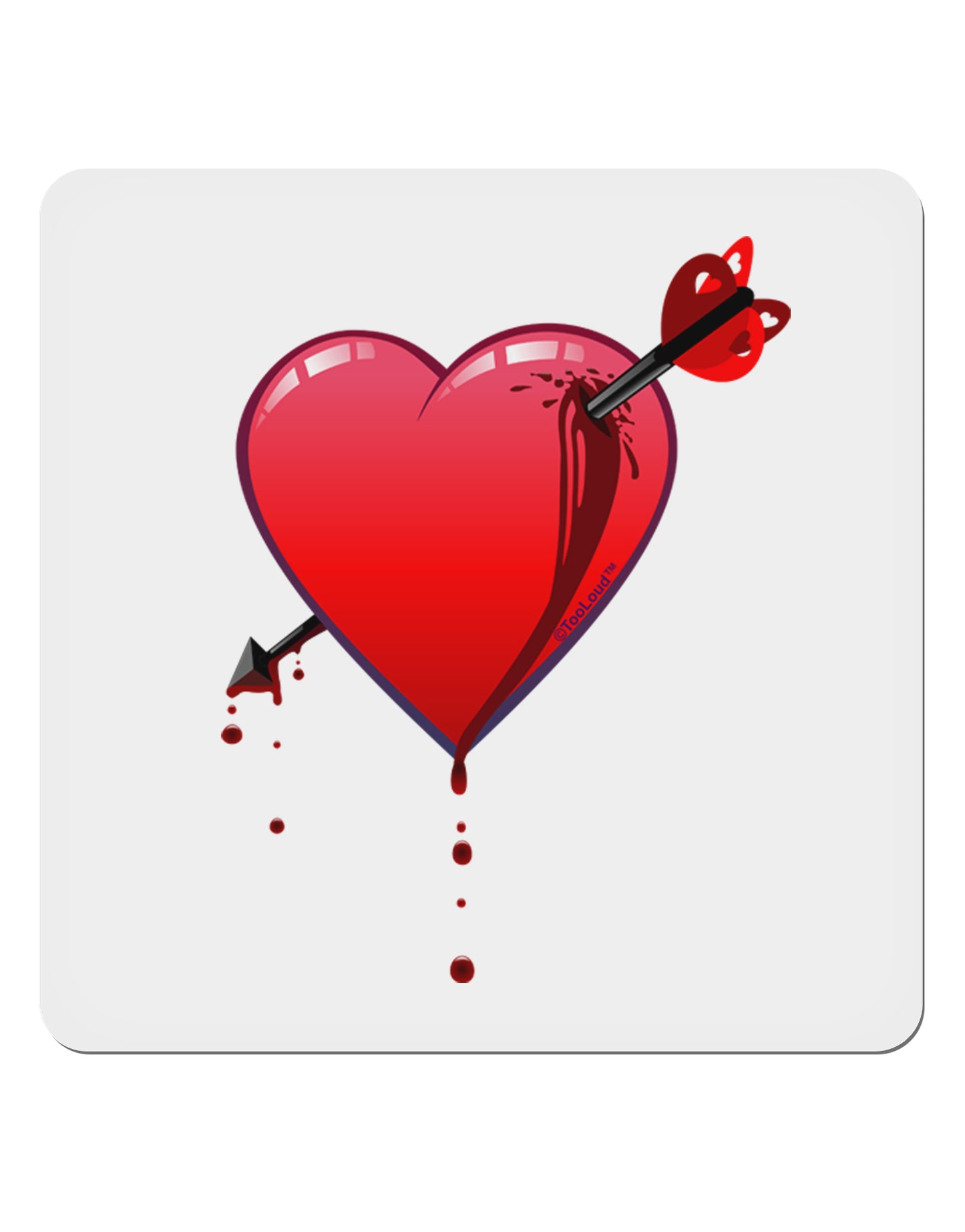 Shot Through the Heart Bleeding 4x4" Square Sticker-Stickers-TooLoud-1-Davson Sales