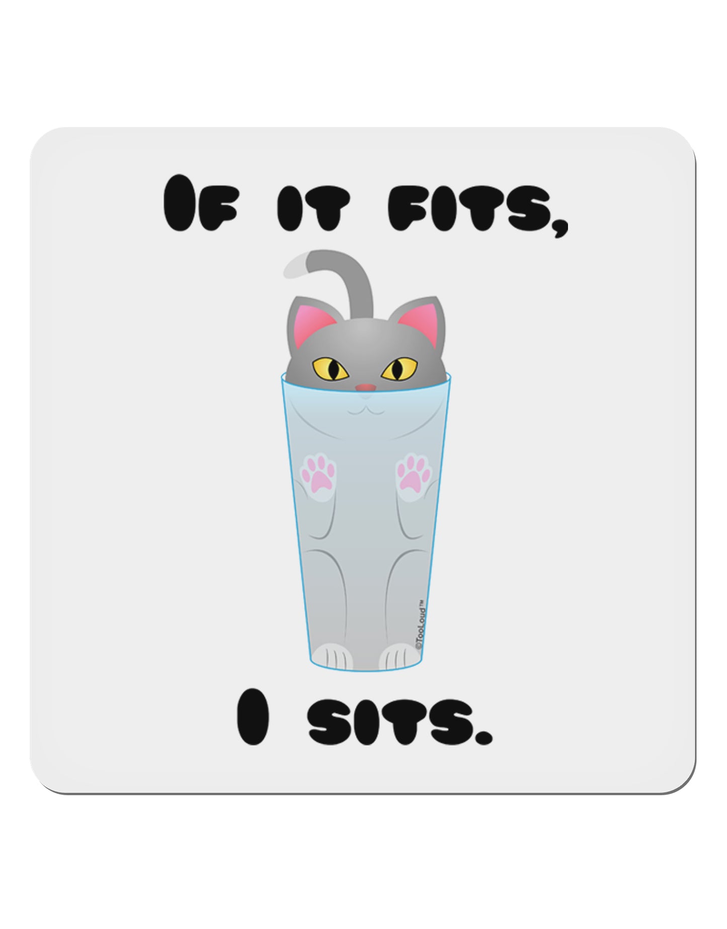 If It Fits - Cute Cat Design 4x4" Square Sticker 4 Pieces-Stickers-TooLoud-White-Davson Sales