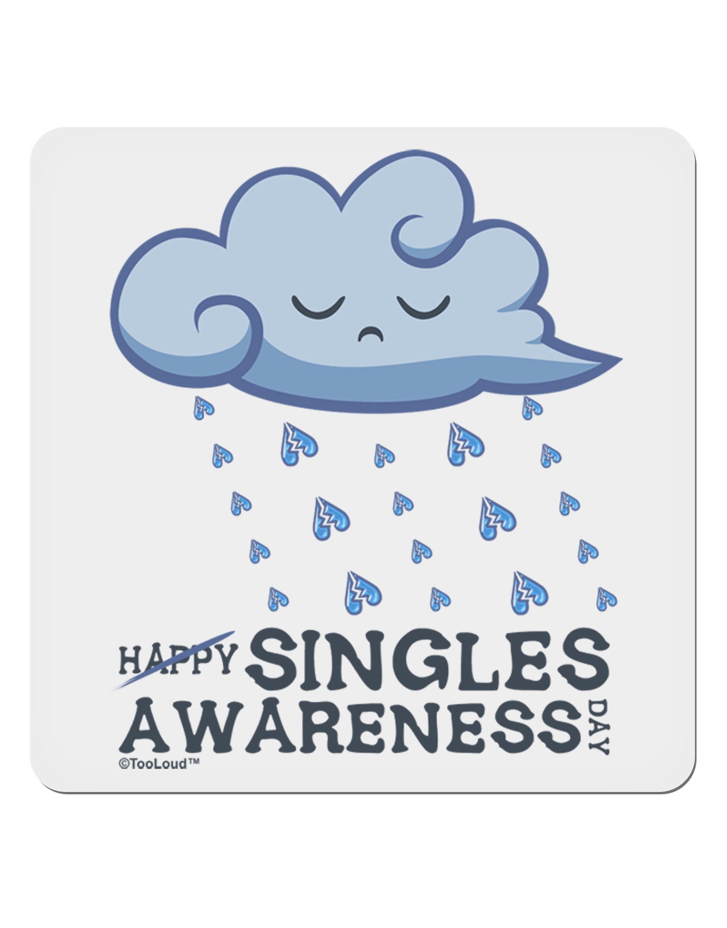 Happy Singles Awareness Day 4x4" Square Sticker 4 Pieces-Stickers-TooLoud-White-Davson Sales