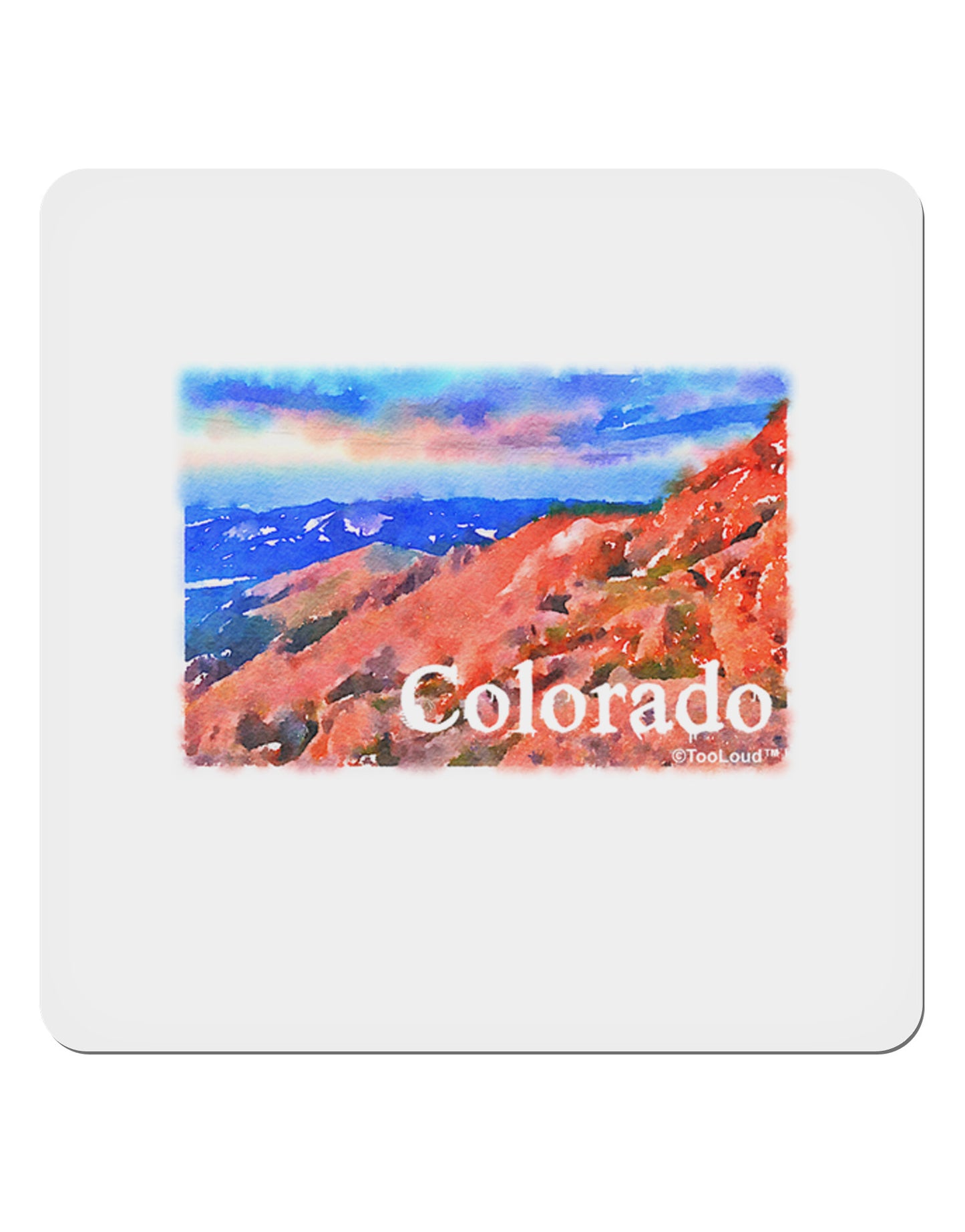Colorado Mtn Sunset Soaked WaterColor 4x4" Square Sticker-Stickers-TooLoud-1-Davson Sales
