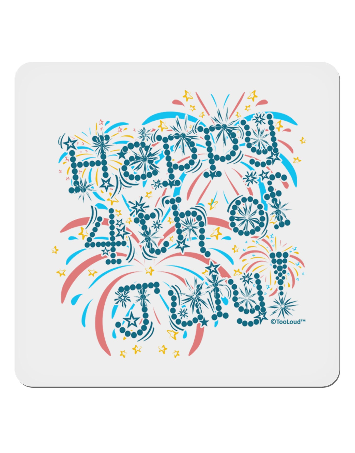 Happy 4th of July - Fireworks Design 4x4" Square Sticker 4 Pieces-Stickers-TooLoud-White-Davson Sales