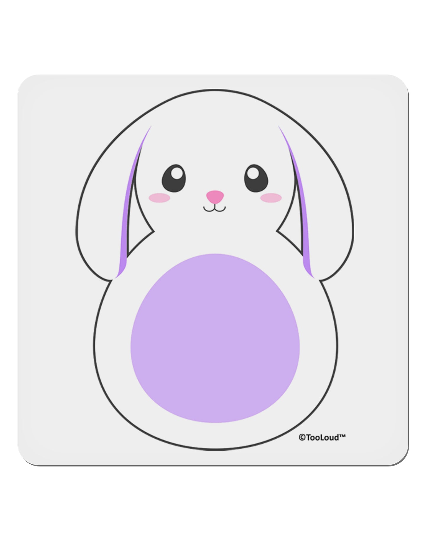 Cute Bunny with Floppy Ears - Purple 4x4" Square Sticker 4 Pieces-Stickers-TooLoud-White-Davson Sales